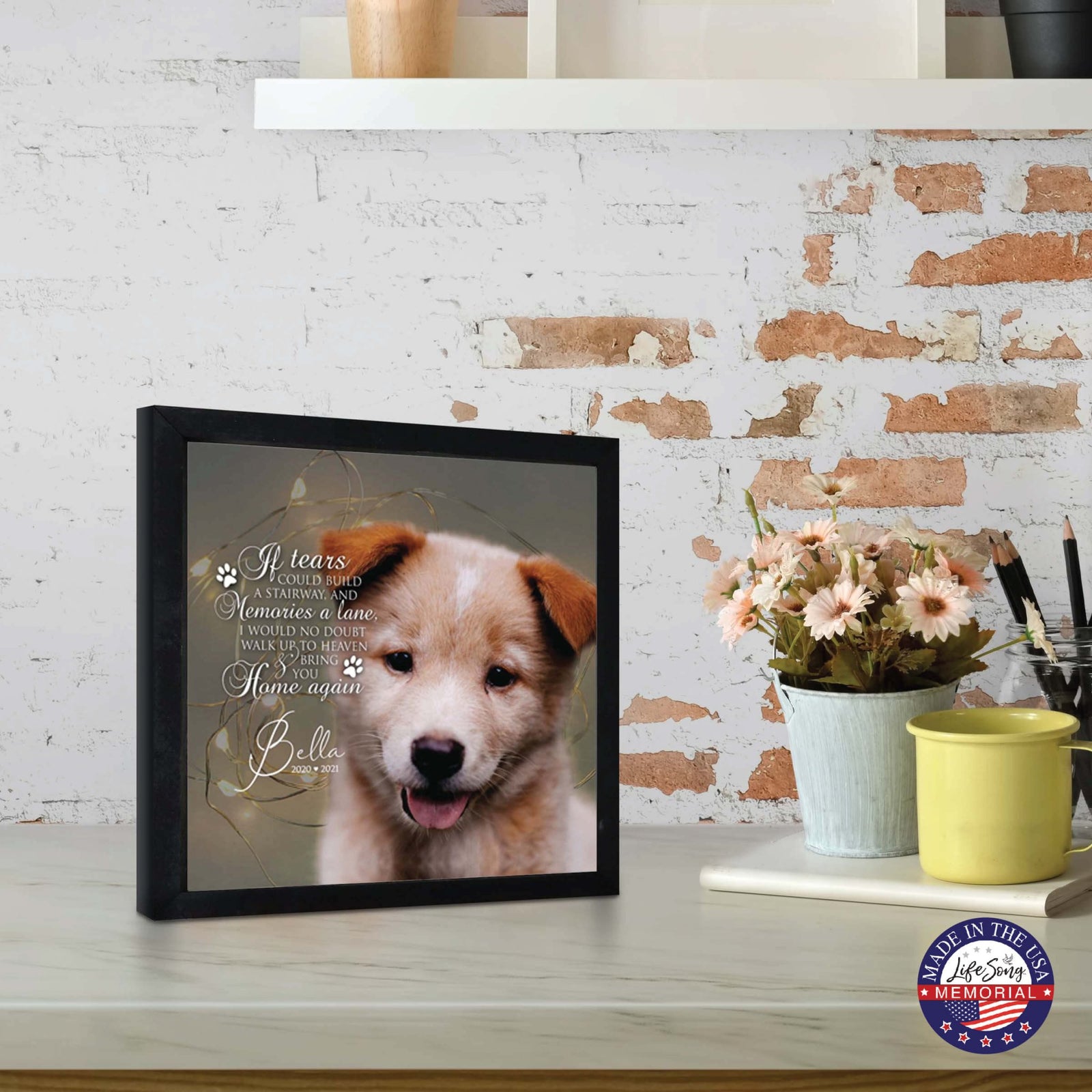 Custom Pet Memorial Framed Shadow Box Wall Décor for the Loss of Beloved Pet - If Tears Could Build - LifeSong Milestones