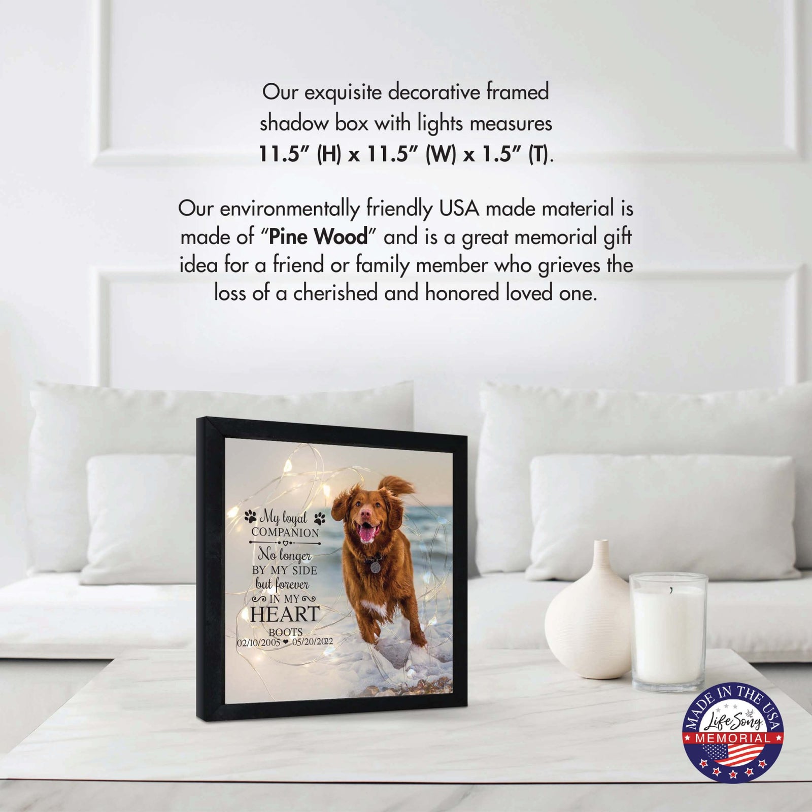 Custom Pet Memorial Framed Shadow Box Wall Décor for the Loss of Beloved Pet - My Loyal Companion - LifeSong Milestones