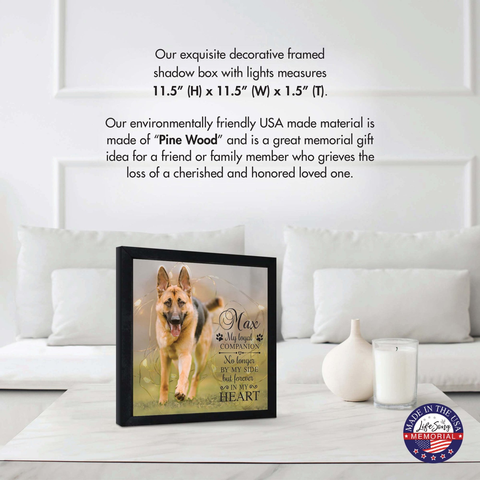 Custom Pet Memorial Framed Shadow Box Wall Décor for the Loss of Beloved Pet - My Loyal Companion - LifeSong Milestones