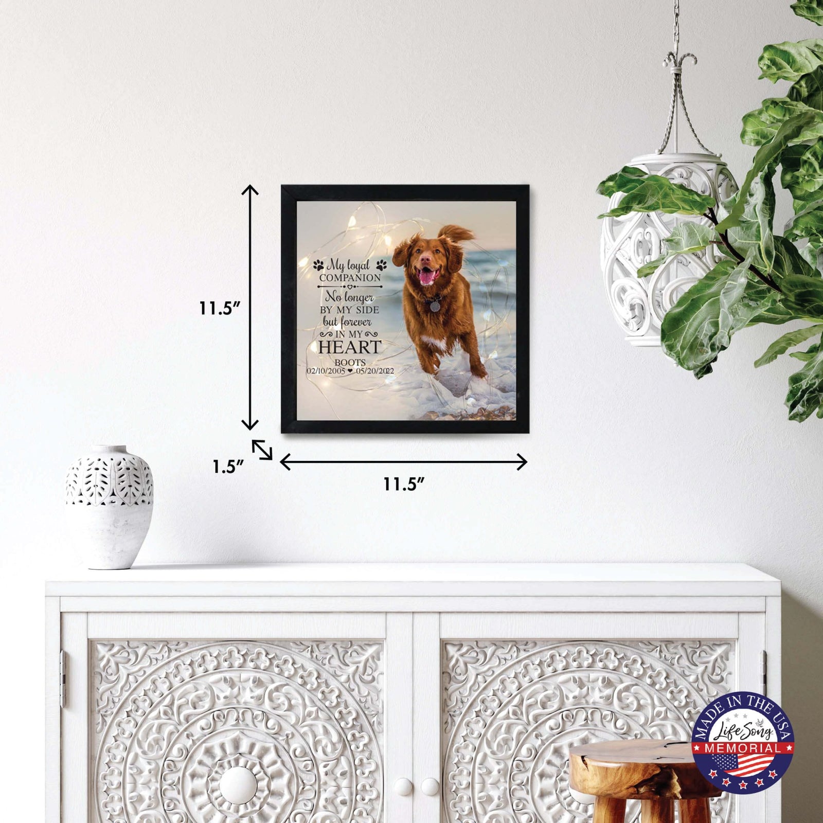 Custom Pet Memorial Framed Shadow Box Wall Décor for the Loss of Beloved Pet - My Loyal Companion - LifeSong Milestones
