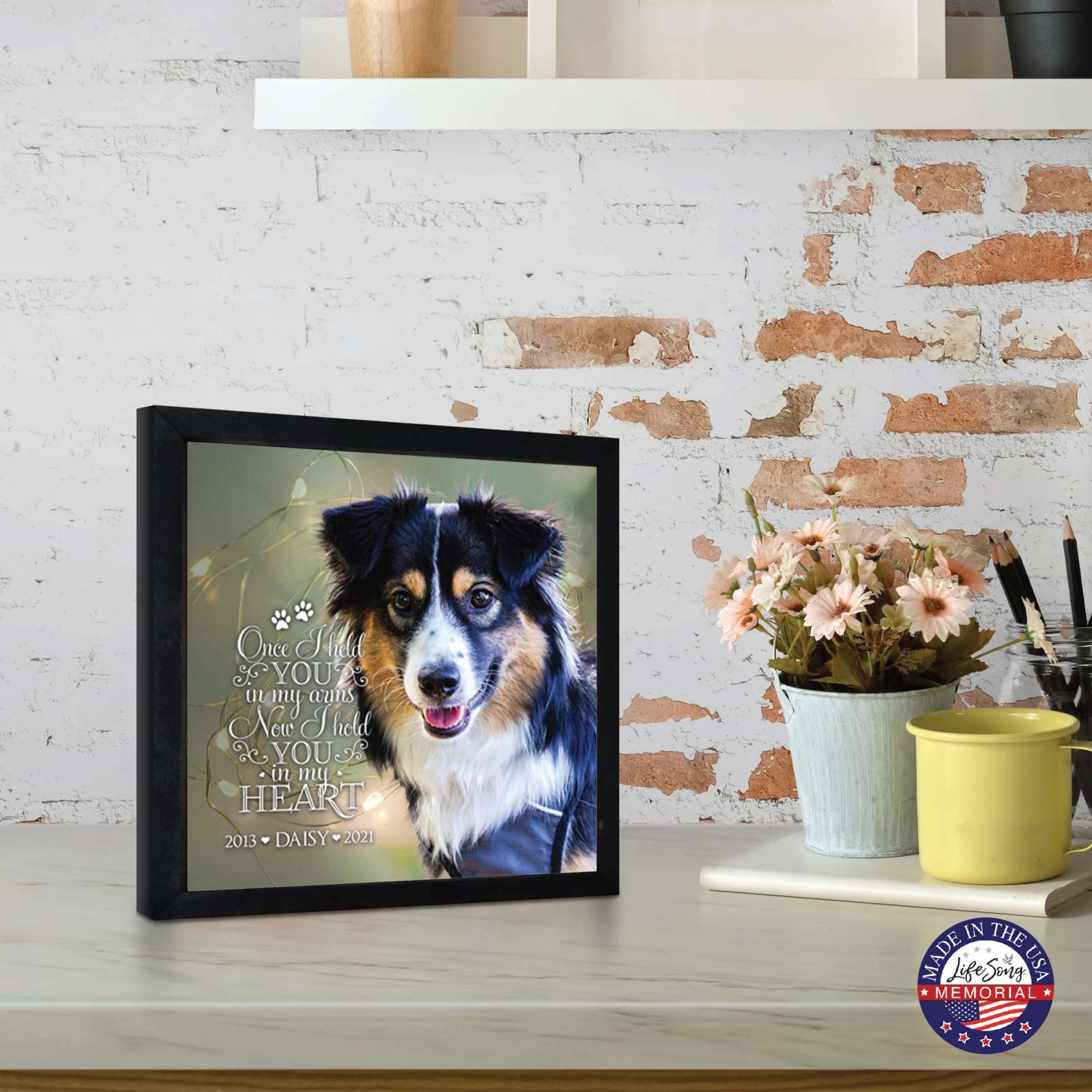 Custom Pet Memorial Framed Shadow Box Wall Décor for the Loss of Beloved Pet - Once I Held You - LifeSong Milestones