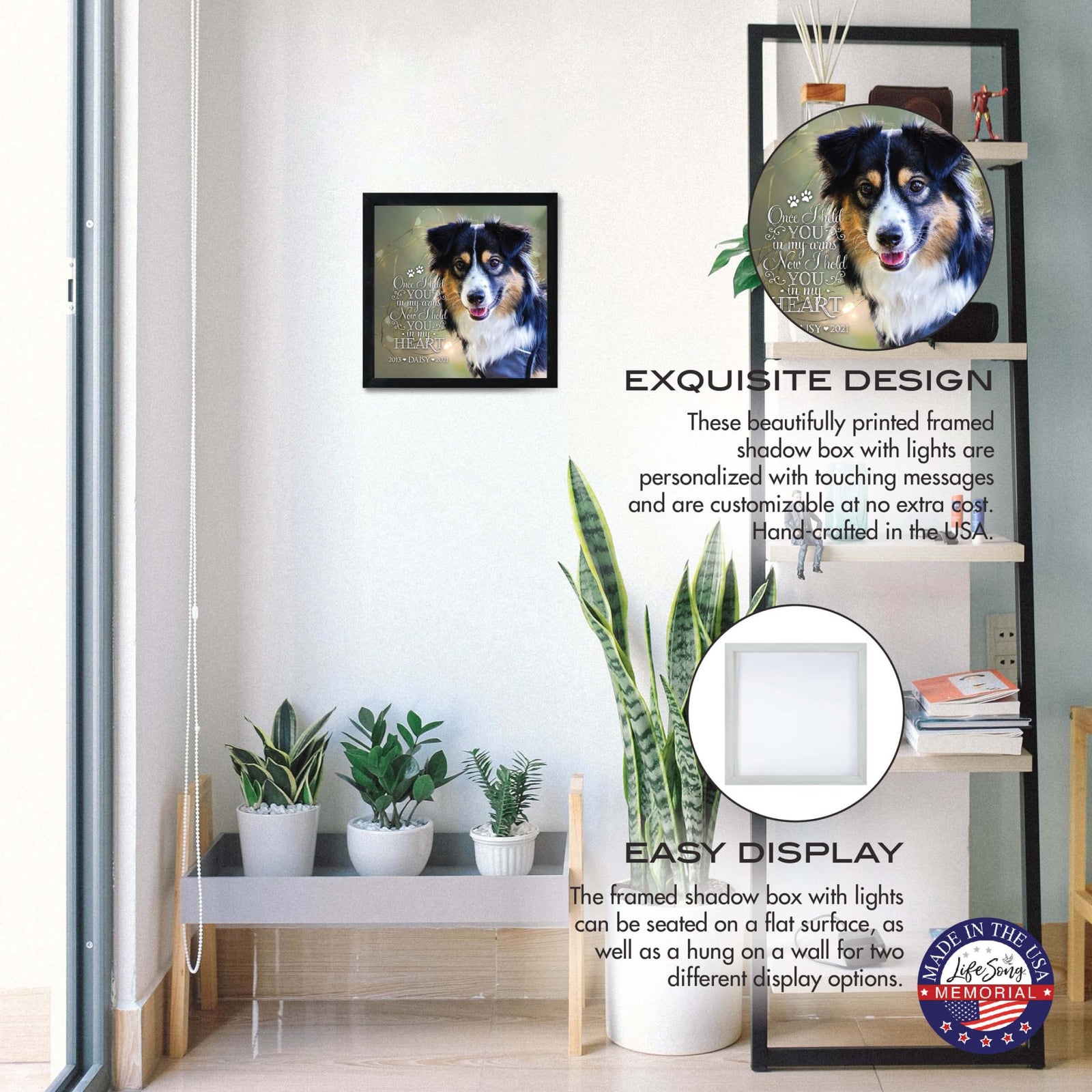 Custom Pet Memorial Framed Shadow Box Wall Décor for the Loss of Beloved Pet - Once I Held You - LifeSong Milestones