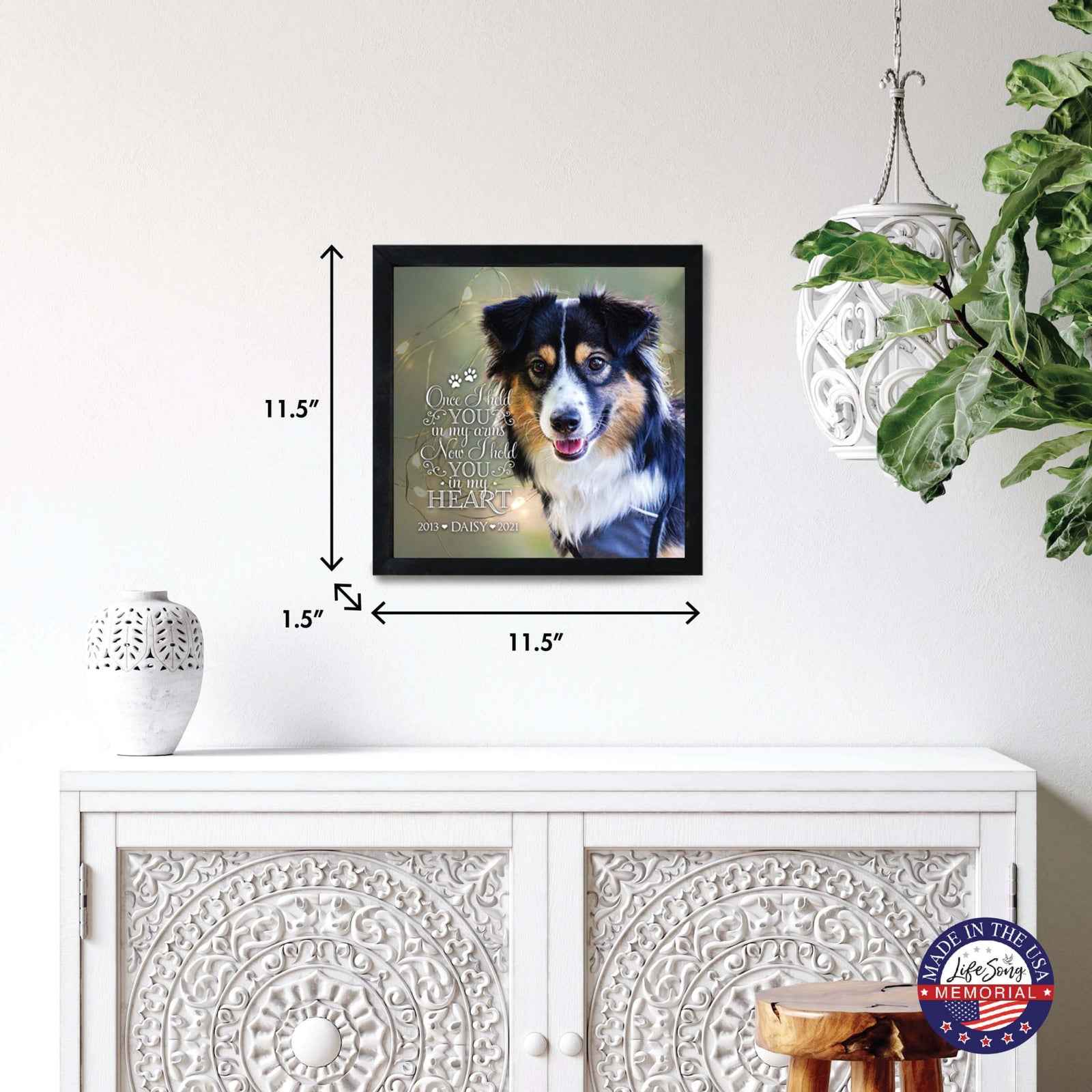 Custom Pet Memorial Framed Shadow Box Wall Décor for the Loss of Beloved Pet - Once I Held You - LifeSong Milestones