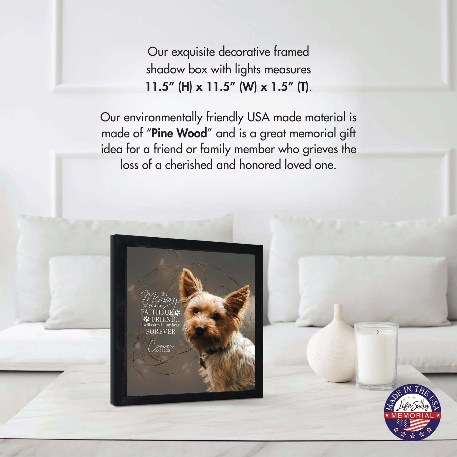 Custom Pet Memorial Framed Shadow Box Wall Décor for the Loss of Beloved Pet - The Memory Of You - LifeSong Milestones