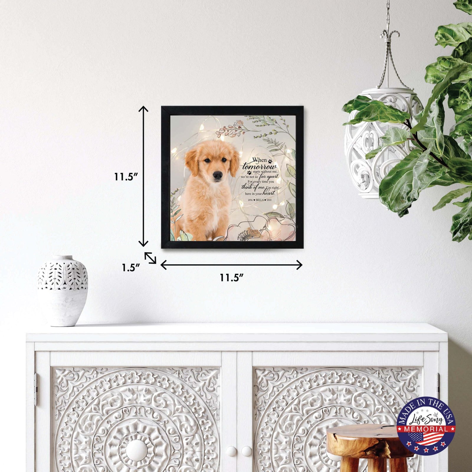 Custom Pet Memorial Framed Shadow Box Wall Décor for the Loss of Beloved Pet - When Tomorrow Starts - LifeSong Milestones