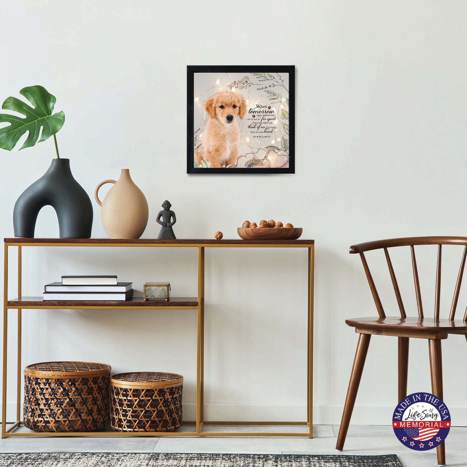 Custom Pet Memorial Framed Shadow Box Wall Décor for the Loss of Beloved Pet - When Tomorrow Starts - LifeSong Milestones