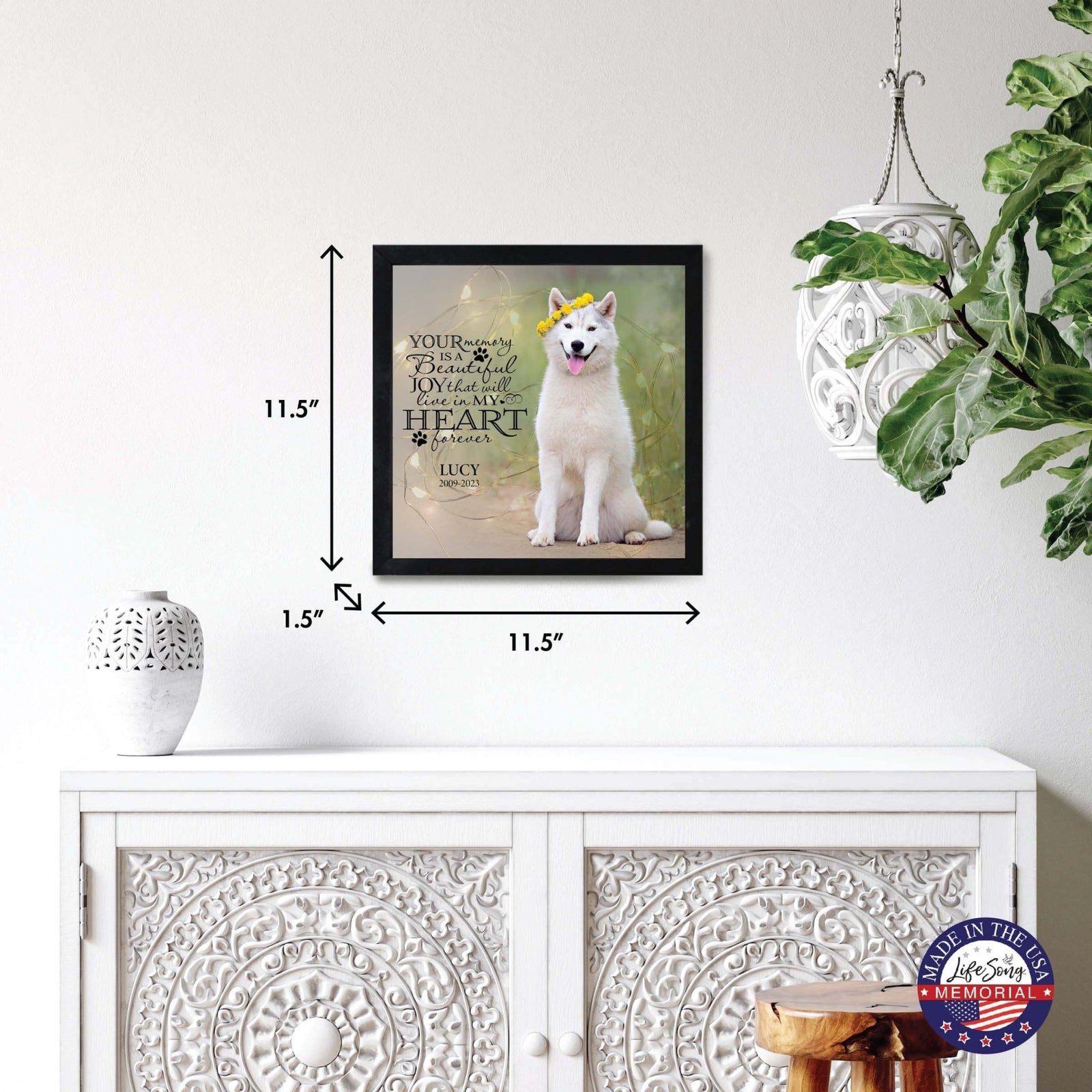 Custom Pet Memorial Framed Shadow Box Wall Décor for the Loss of Beloved Pet - Your Memory Is Beautiful - LifeSong Milestones
