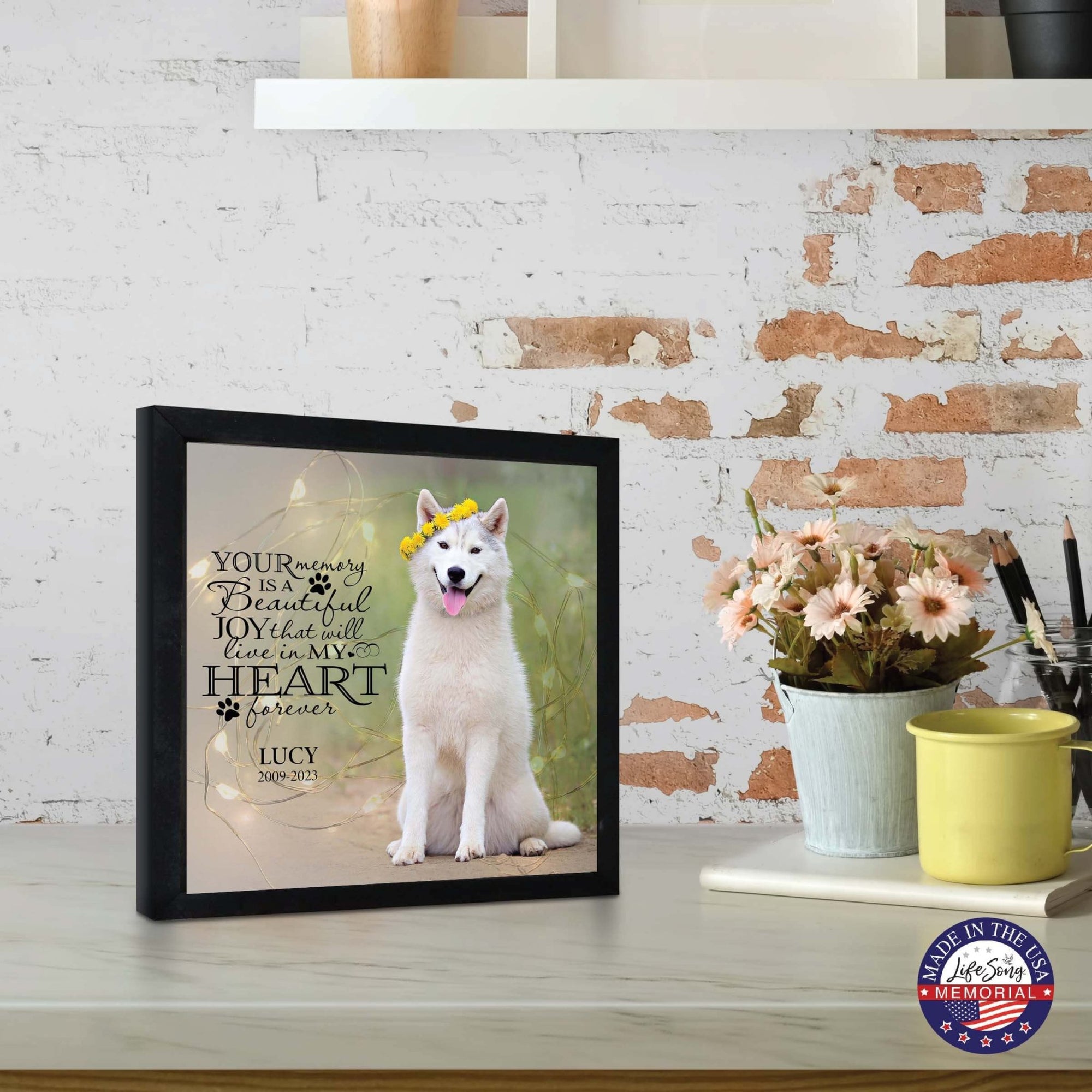 Custom Pet Memorial Framed Shadow Box Wall Décor for the Loss of Beloved Pet - Your Memory Is Beautiful - LifeSong Milestones