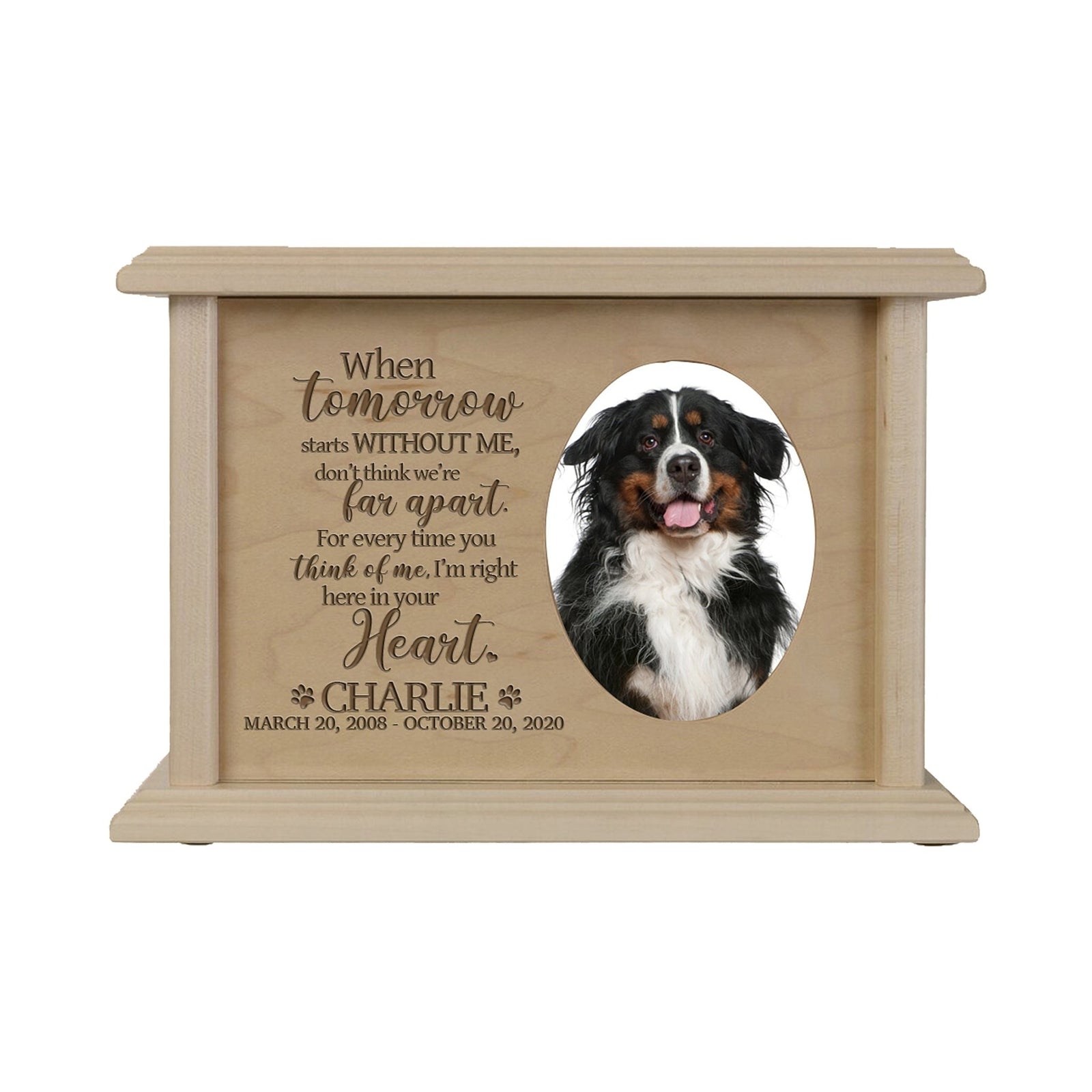Engraved Photo Memorial Cremation Urn Box for Beloved Pet