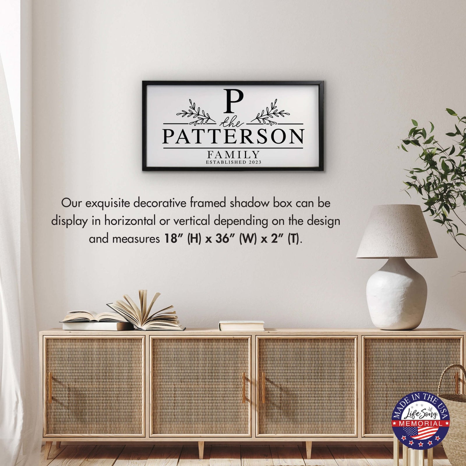 Custom Printed Family Wall Hanging Framed Shadow Box For Home Décor Ideas - Patterson Family - LifeSong Milestones