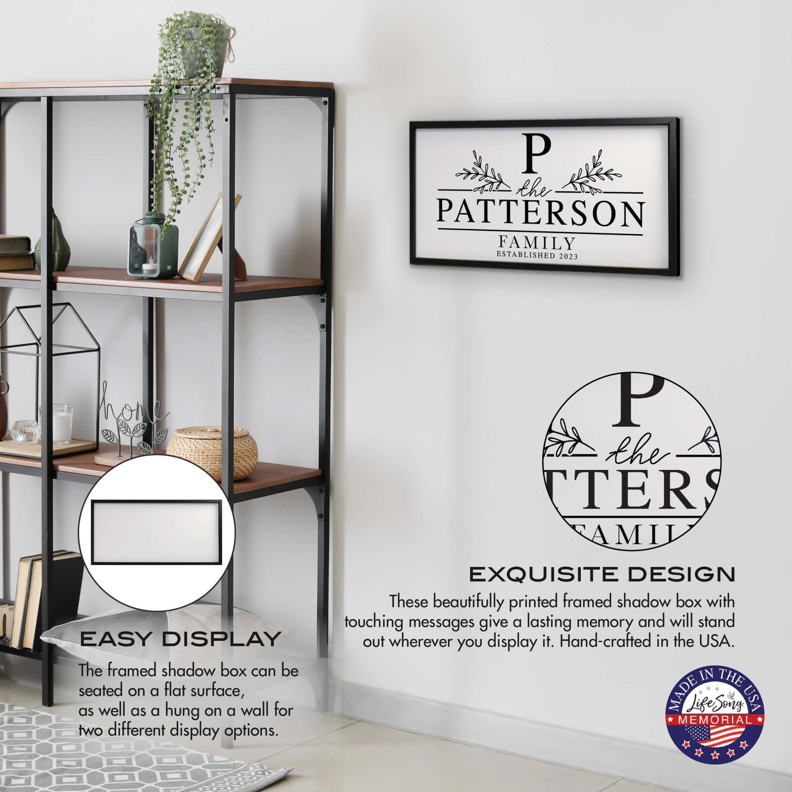 Custom Printed Family Wall Hanging Framed Shadow Box For Home Décor Ideas - Patterson Family - LifeSong Milestones