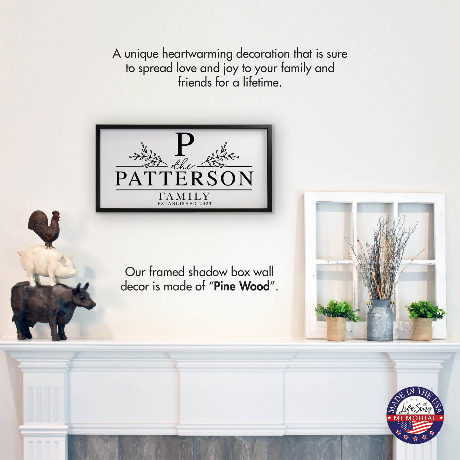 Custom Printed Family Wall Hanging Framed Shadow Box For Home Décor Ideas - Patterson Family - LifeSong Milestones