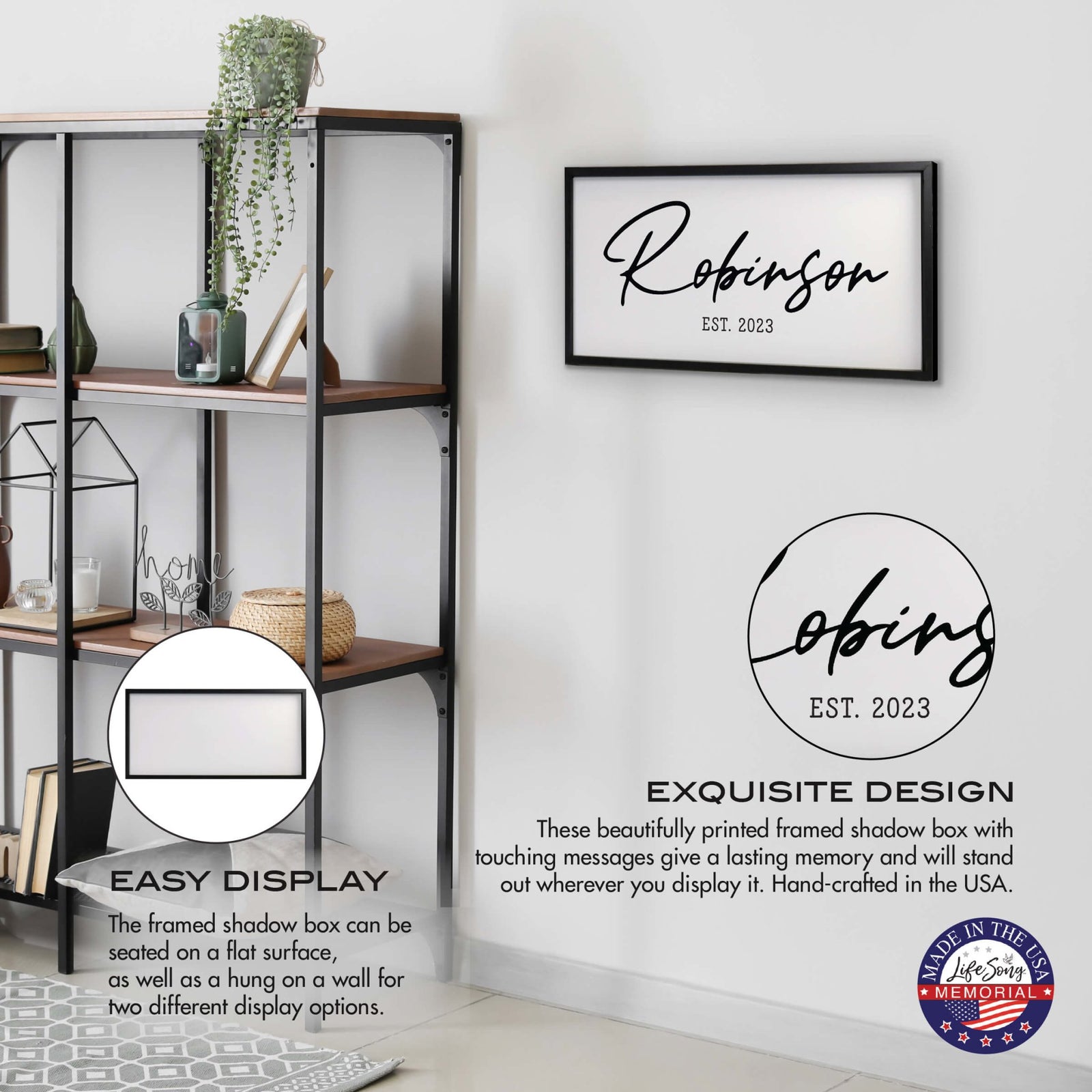 Custom Printed Family Wall Hanging Framed Shadow Box For Home Décor Ideas - Robinson Family - LifeSong Milestones