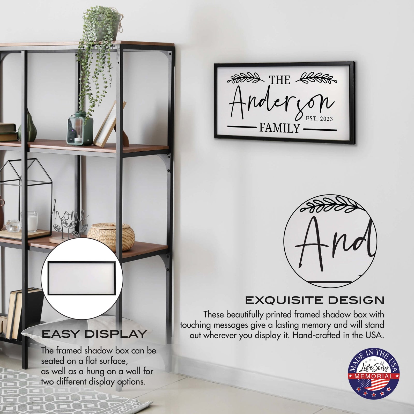 Custom Printed Family Wall Hanging Framed Shadow Box For Home Décor Ideas - The Anderson Family - LifeSong Milestones