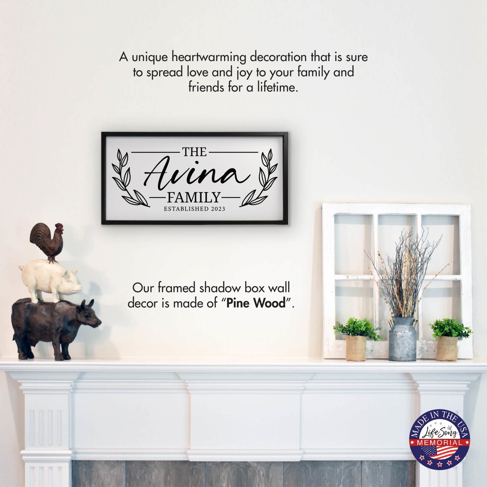 Custom Printed Family Wall Hanging Framed Shadow Box For Home Décor Ideas - The Avina Family - LifeSong Milestones