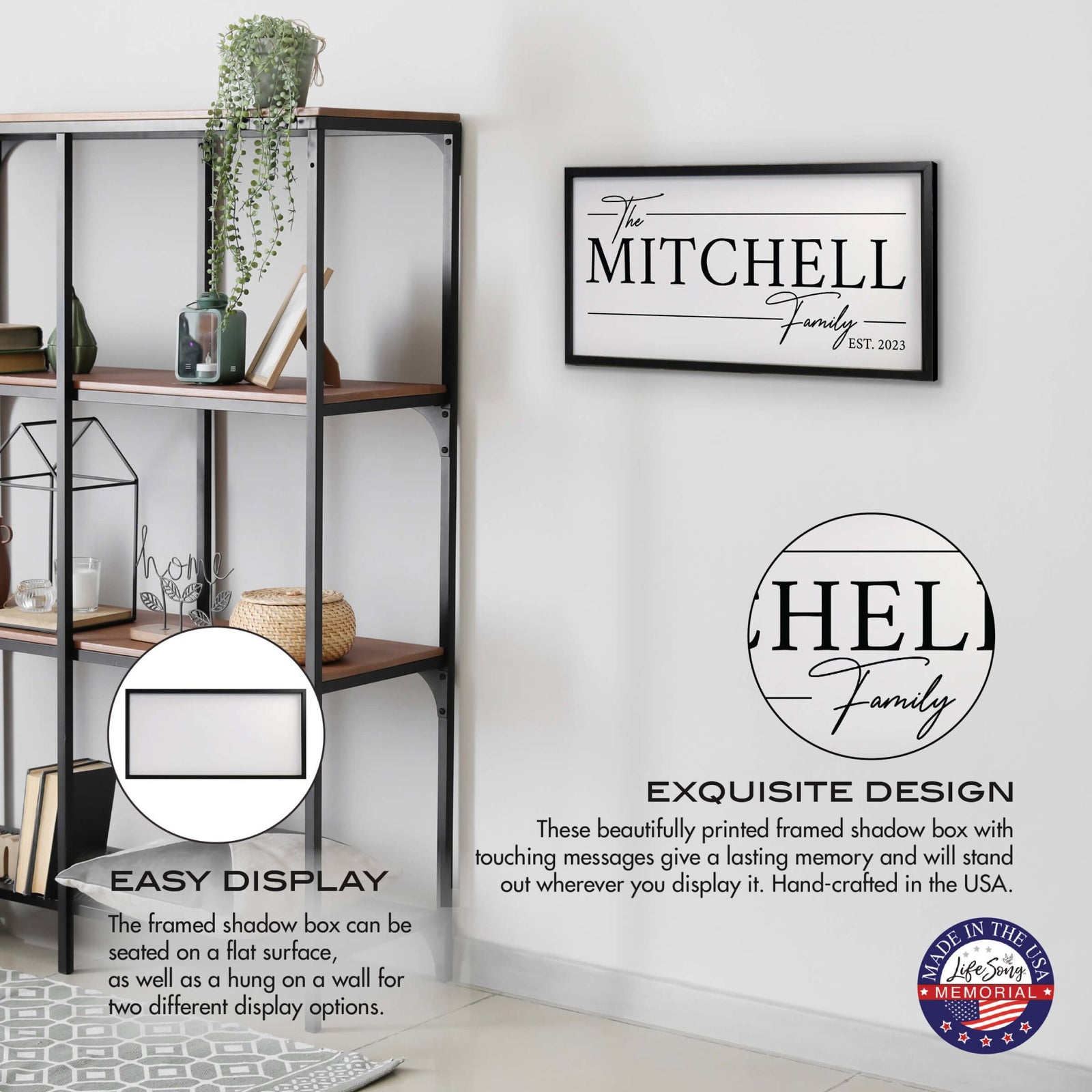 Custom Printed Family Wall Hanging Framed Shadow Box For Home Décor Ideas - The Mitchell Family - LifeSong Milestones