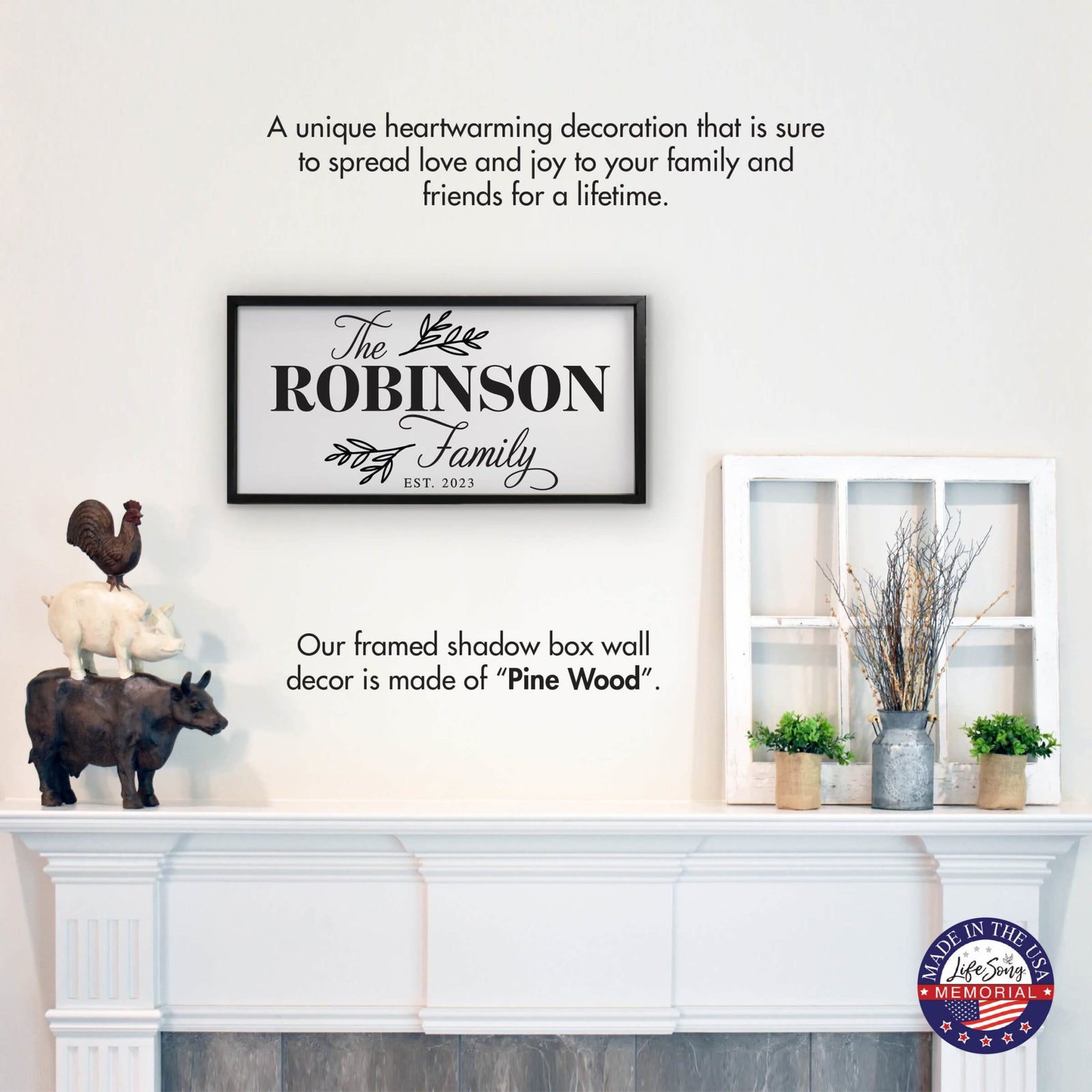 Custom Printed Family Wall Hanging Framed Shadow Box For Home Décor Ideas - The Robinson Family - LifeSong Milestones