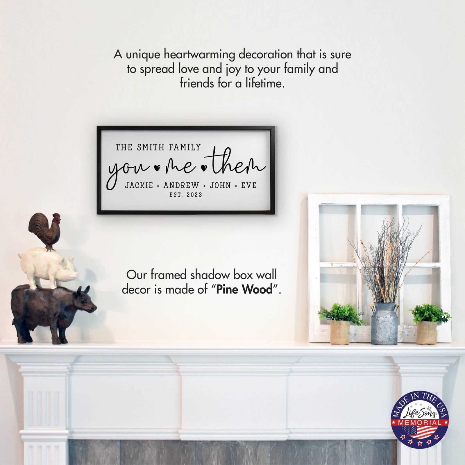 Custom Printed Family Wall Hanging Framed Shadow Box For Home Décor Ideas - You, Me, Them - LifeSong Milestones