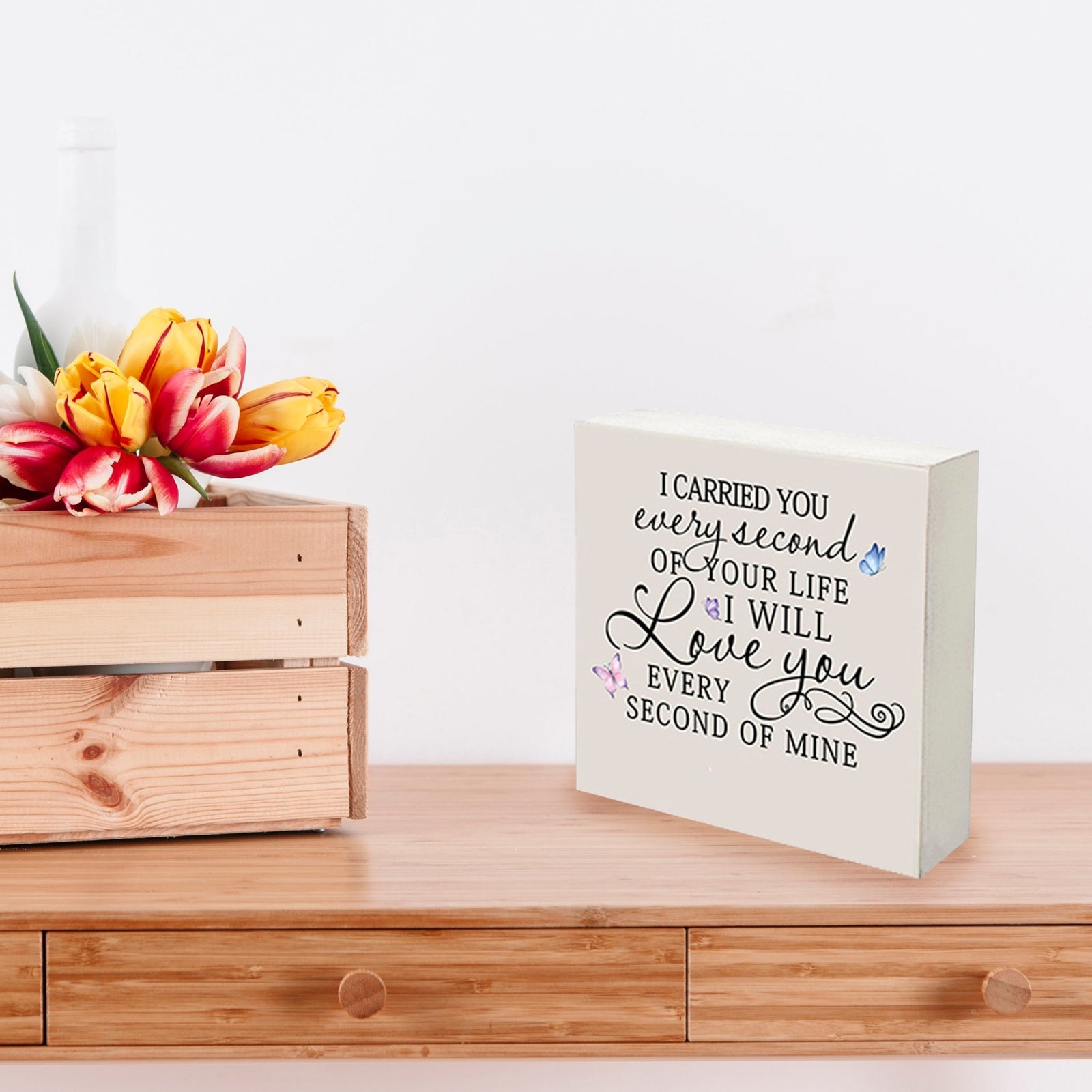 Custom Shadow Box 6x6 I Carried You Butterfly Wooden Remembrance - LifeSong Milestones