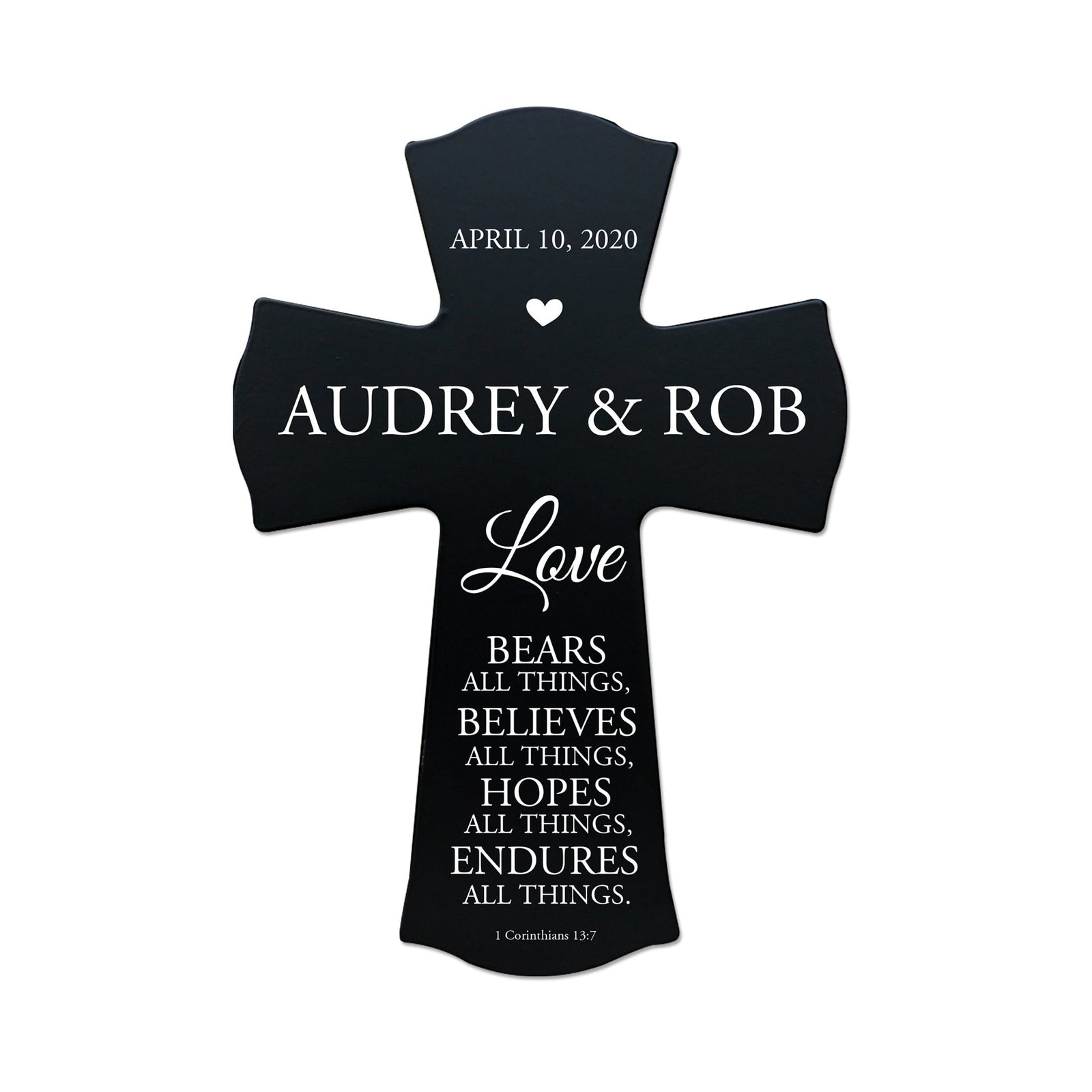 Custom Wall Cross for the Couple - Love Bears All Things - 1 Corinthians 13 - LifeSong Milestones