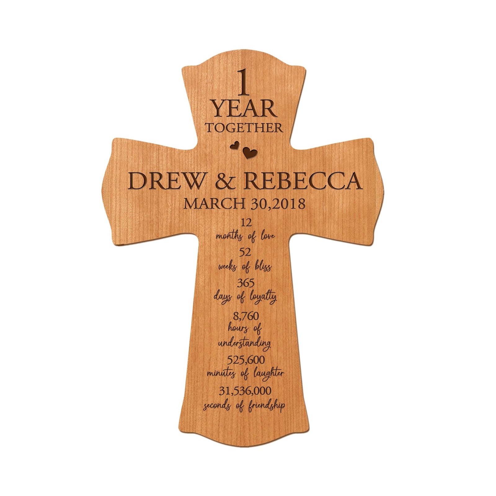 Lifesong Milestones Elegant Personalized Wall Cross - Perfect for 1st Wedding Anniversary
