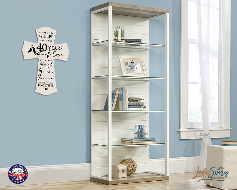 Celebrate 40 years of love with a unique personalized wedding wall cross for your parents