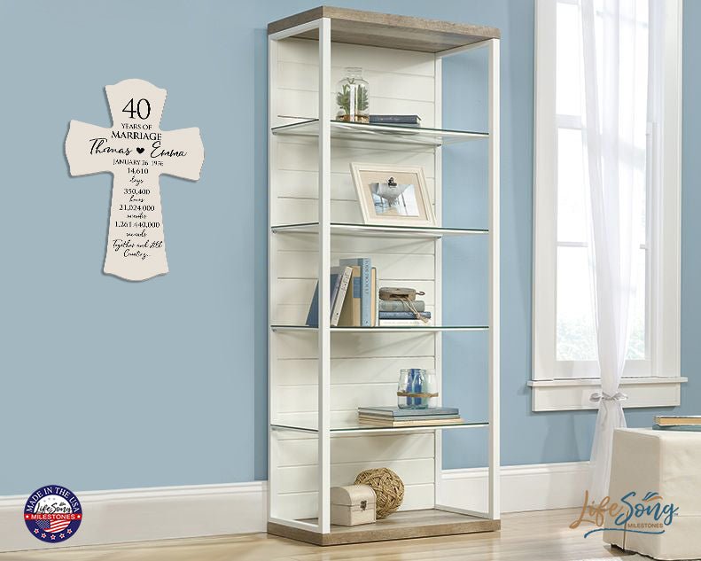 Celebrate 40 years of love with a unique personalized wedding wall cross for your parents