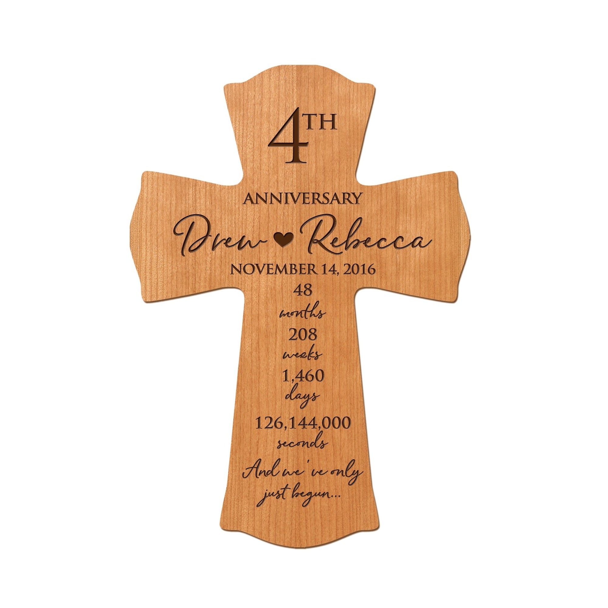 Lifesong Milestones Elegant Personalized Wall Cross - Perfect for 4th Wedding Anniversary