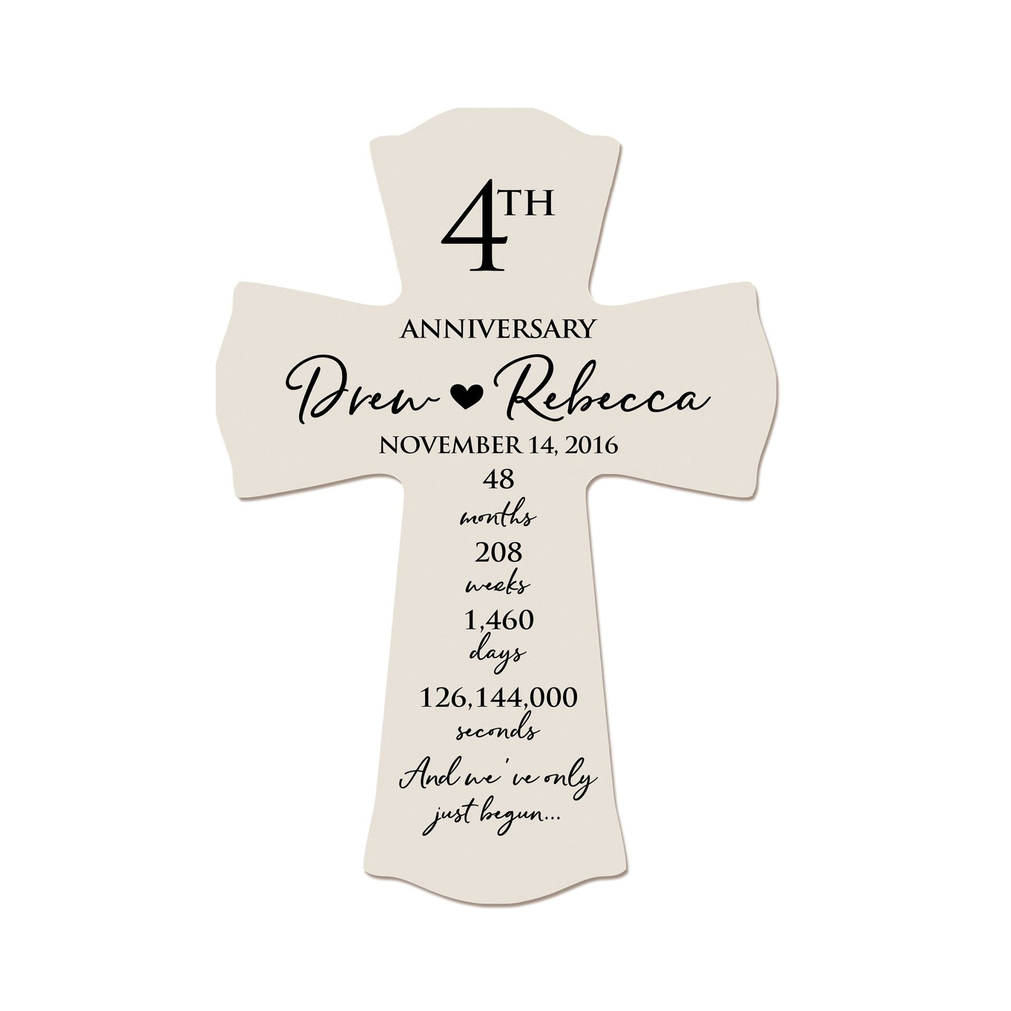 Unique Gifts for Couples - Customized Wall Cross for 4th Wedding Anniversary