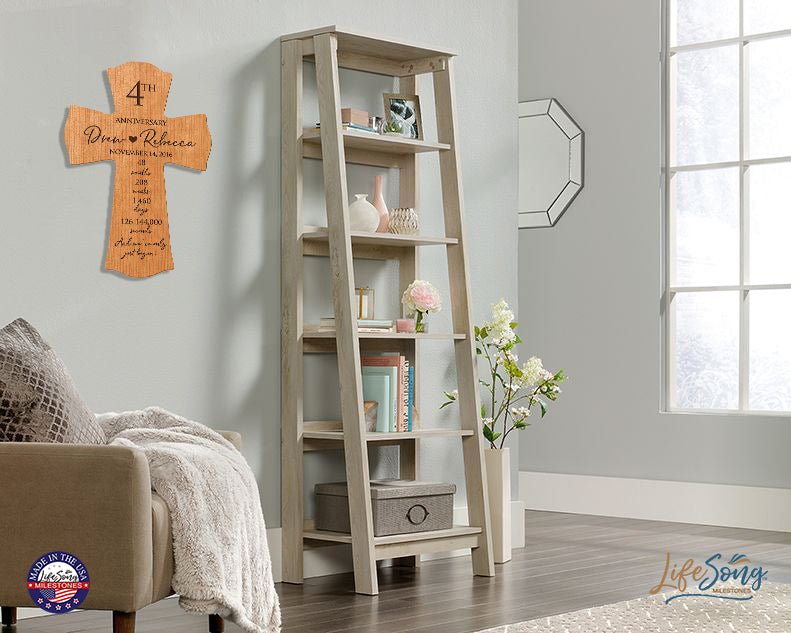 Lifesong Milestones Personalized 4th wedding wall cross – A symbol of enduring love and a perfect anniversary gift for the couple.