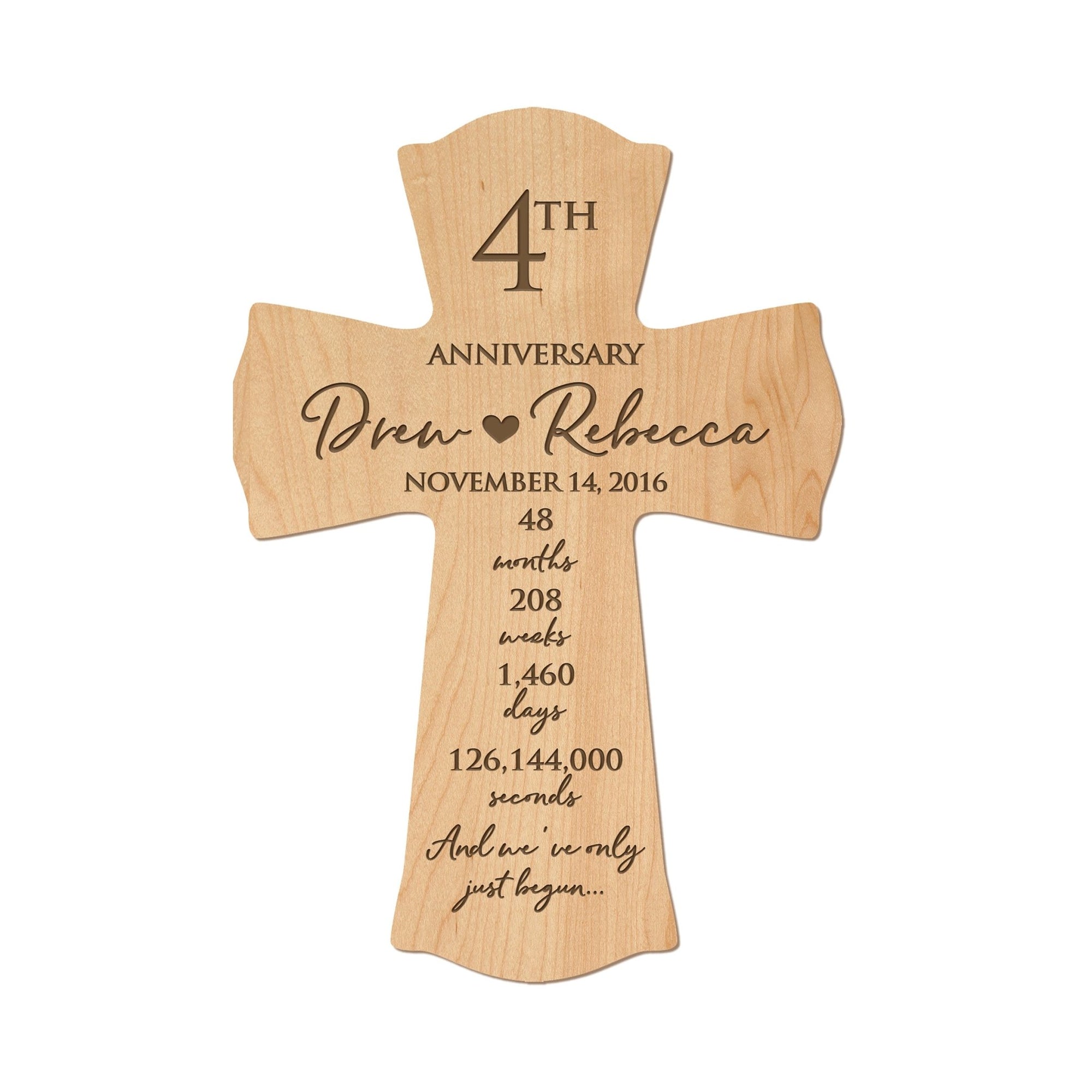 Thoughtful Gifts for Couples – Personalized 4th Wedding Anniversary Wall Cross