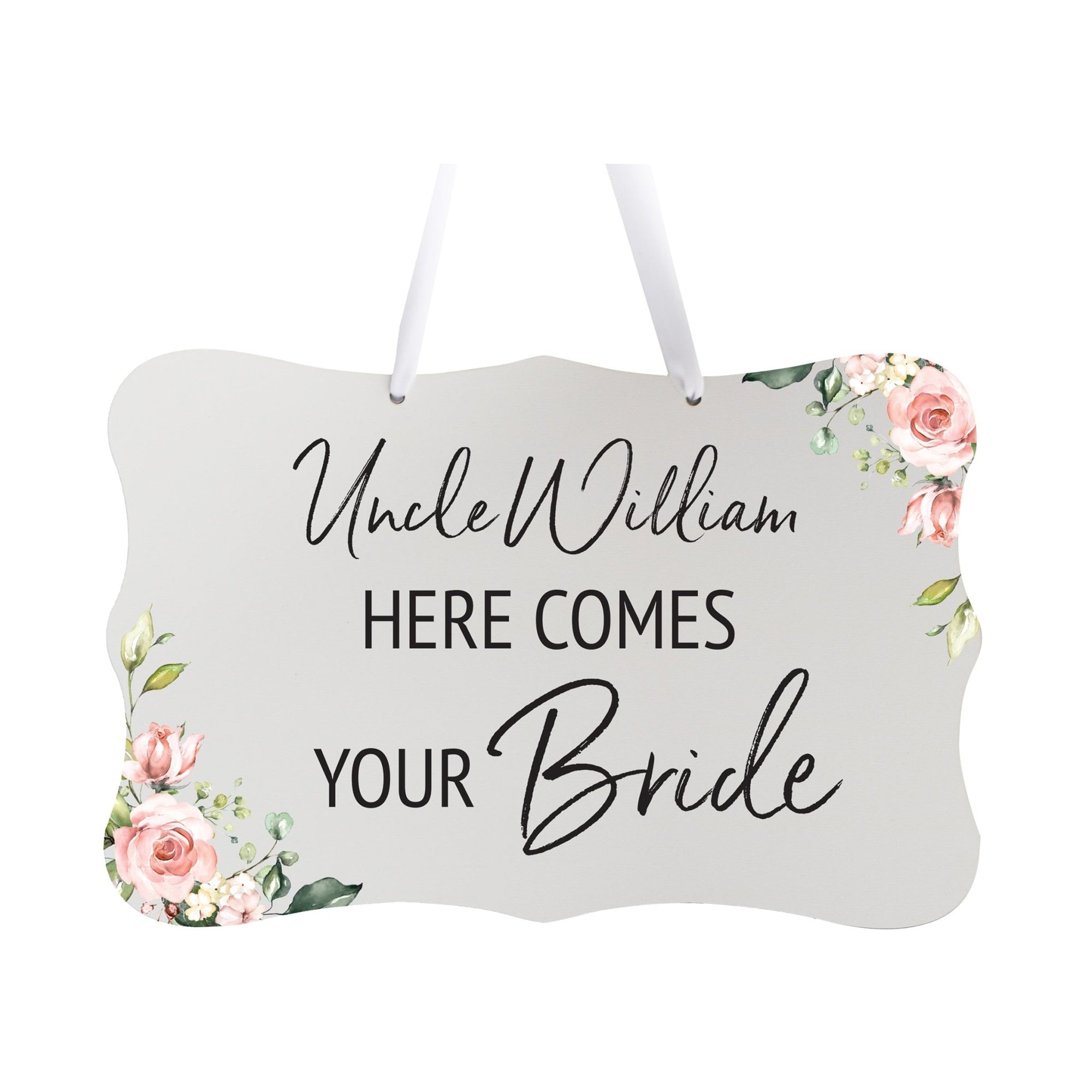 Custom Wedding Wall Hanging Signs For Ceremony And Reception For Couple - Here Comes the Bride (Flower) - LifeSong Milestones