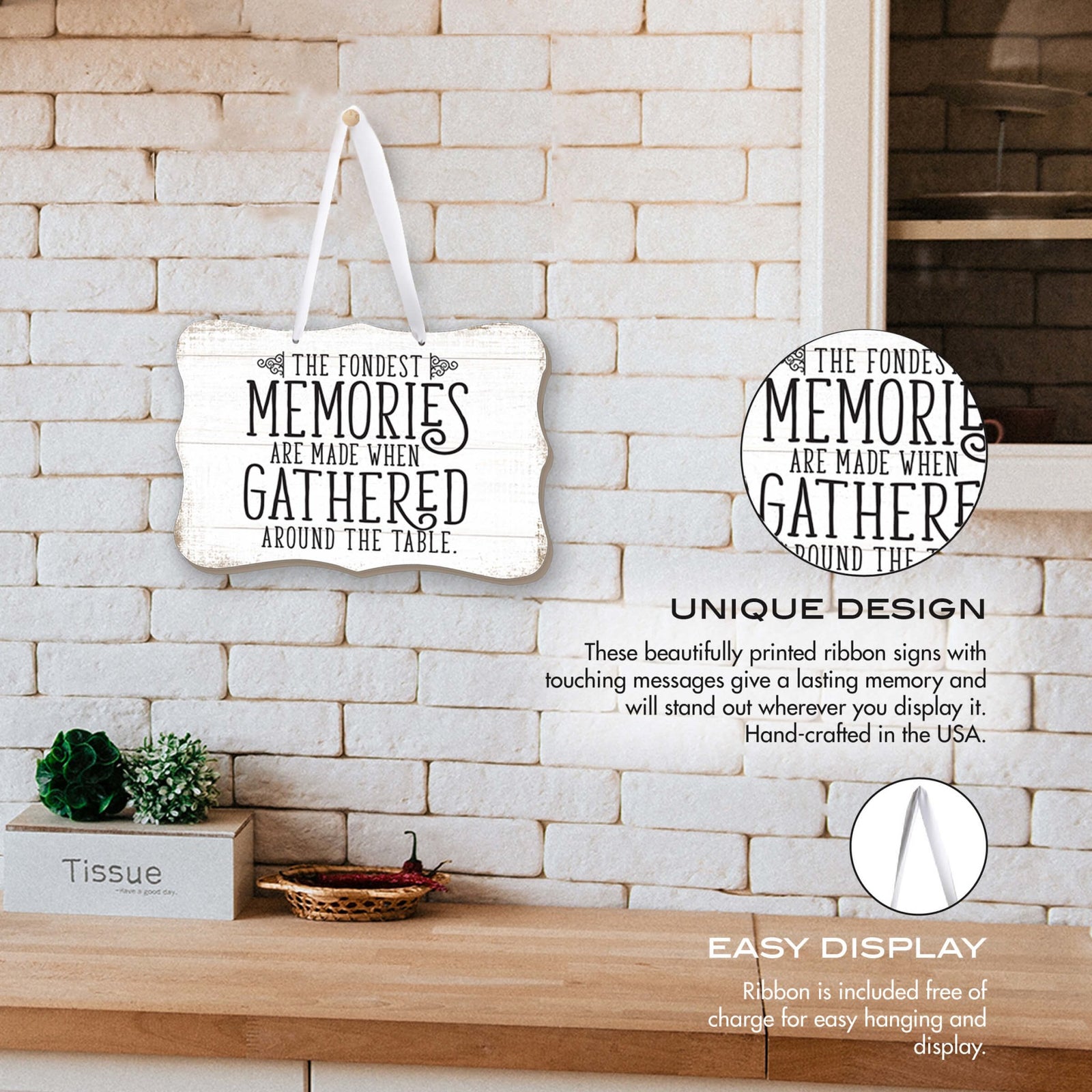 Custom Wood Design Ribbon Wall Signs for The Fondest Memories (Ornament) - LifeSong Milestones