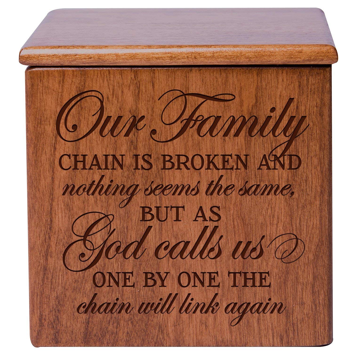 Wooden Memorial Cremation Urn Box of Human Ashes