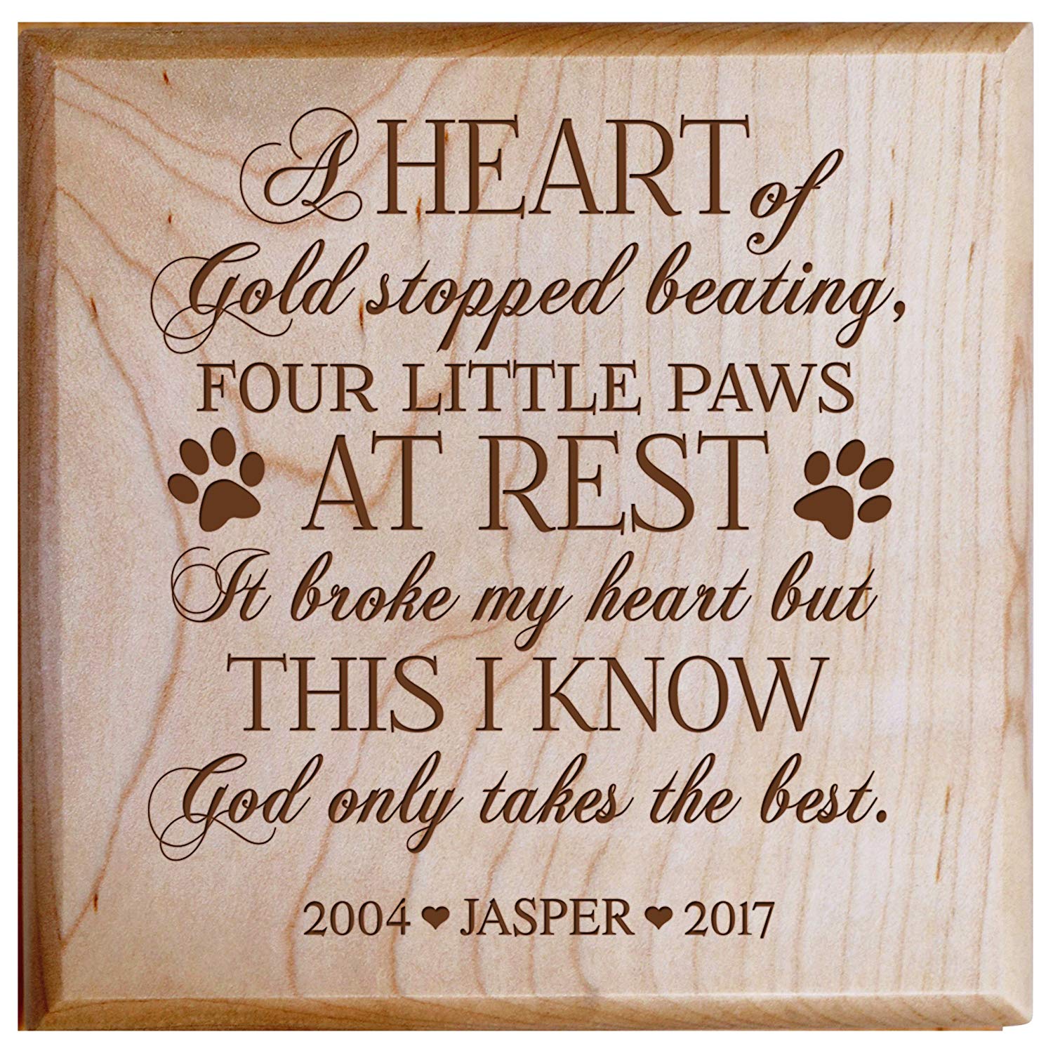 Handcrafted Engraved Pet Memorial Urn Box