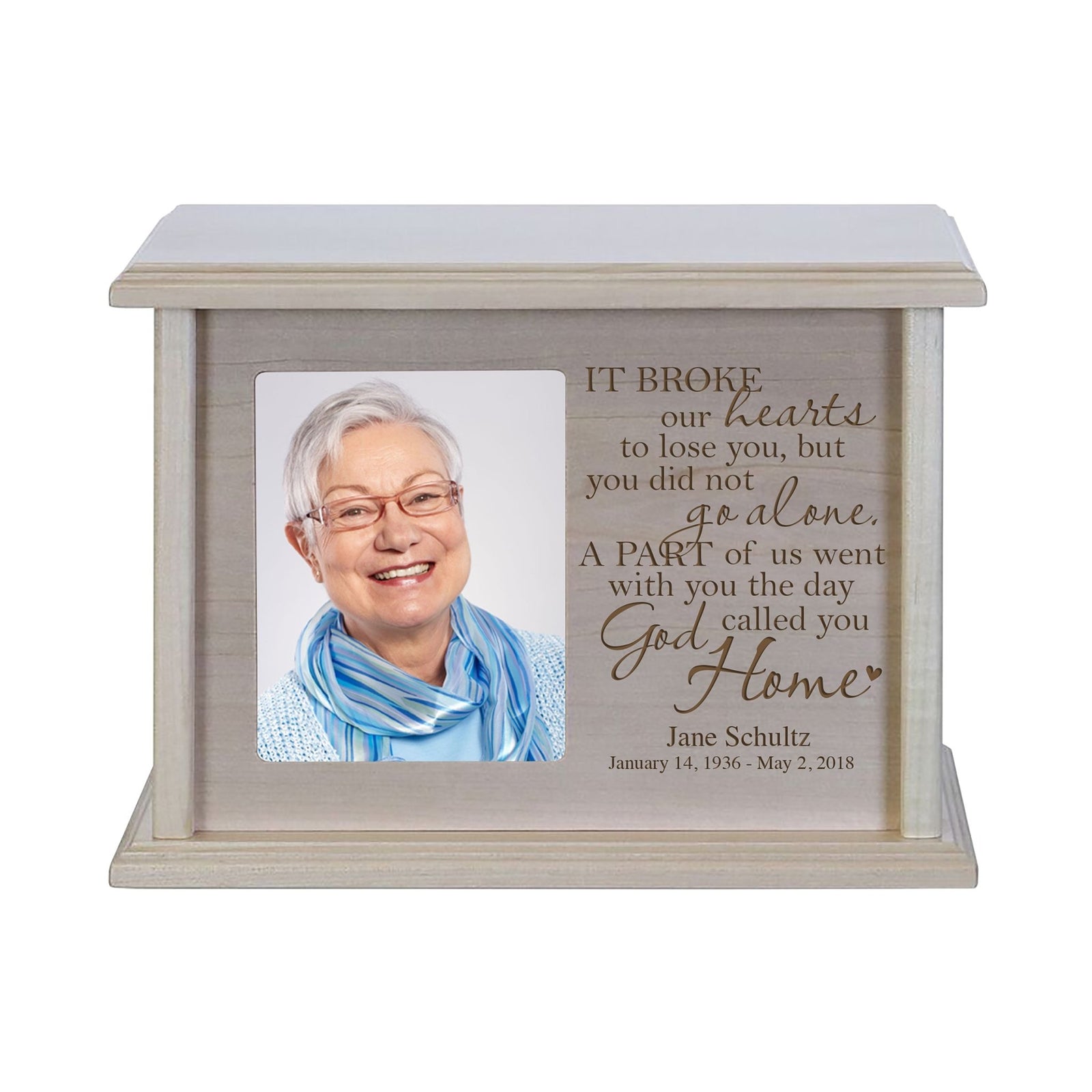 Unique cremation urn box for human ashes