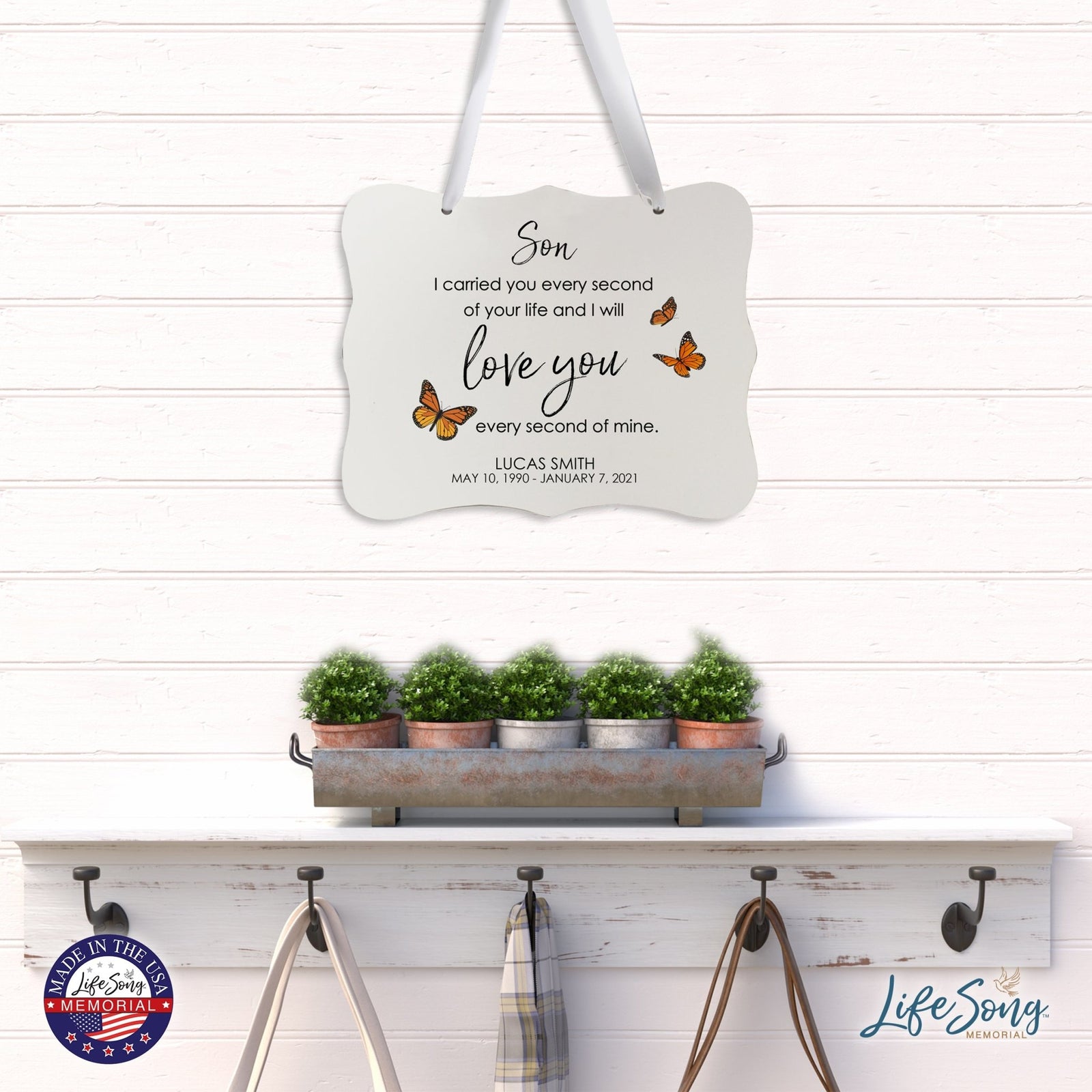Custom Wooden Memorial 6x8 Ribbon Wall Sign Hanging Decor for Loss of Loved One I Carried You (White) - LifeSong Milestones