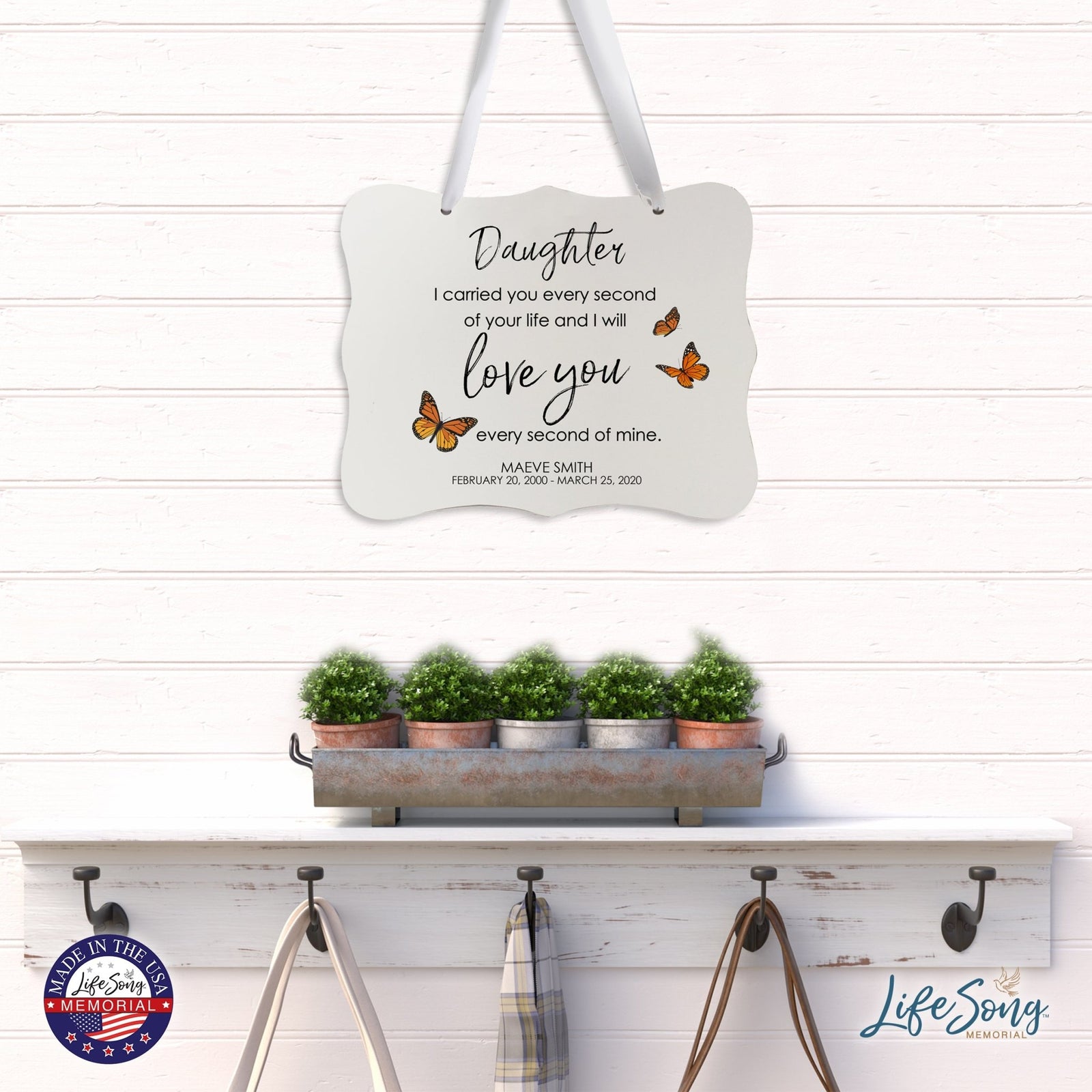 Custom Wooden Memorial 6x8 Ribbon Wall Sign Hanging Decor for Loss of Loved One I Carried You (White) - LifeSong Milestones