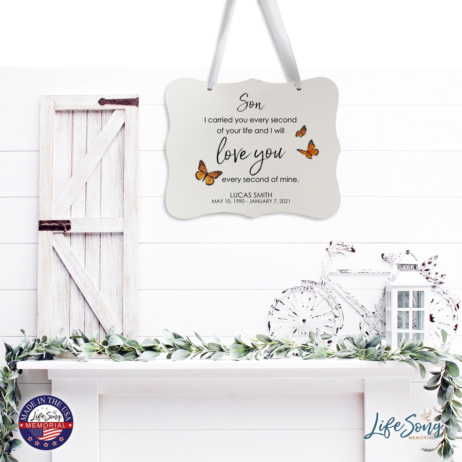 Custom Wooden Memorial 6x8 Ribbon Wall Sign Hanging Decor for Loss of Loved One I Carried You (White) - LifeSong Milestones