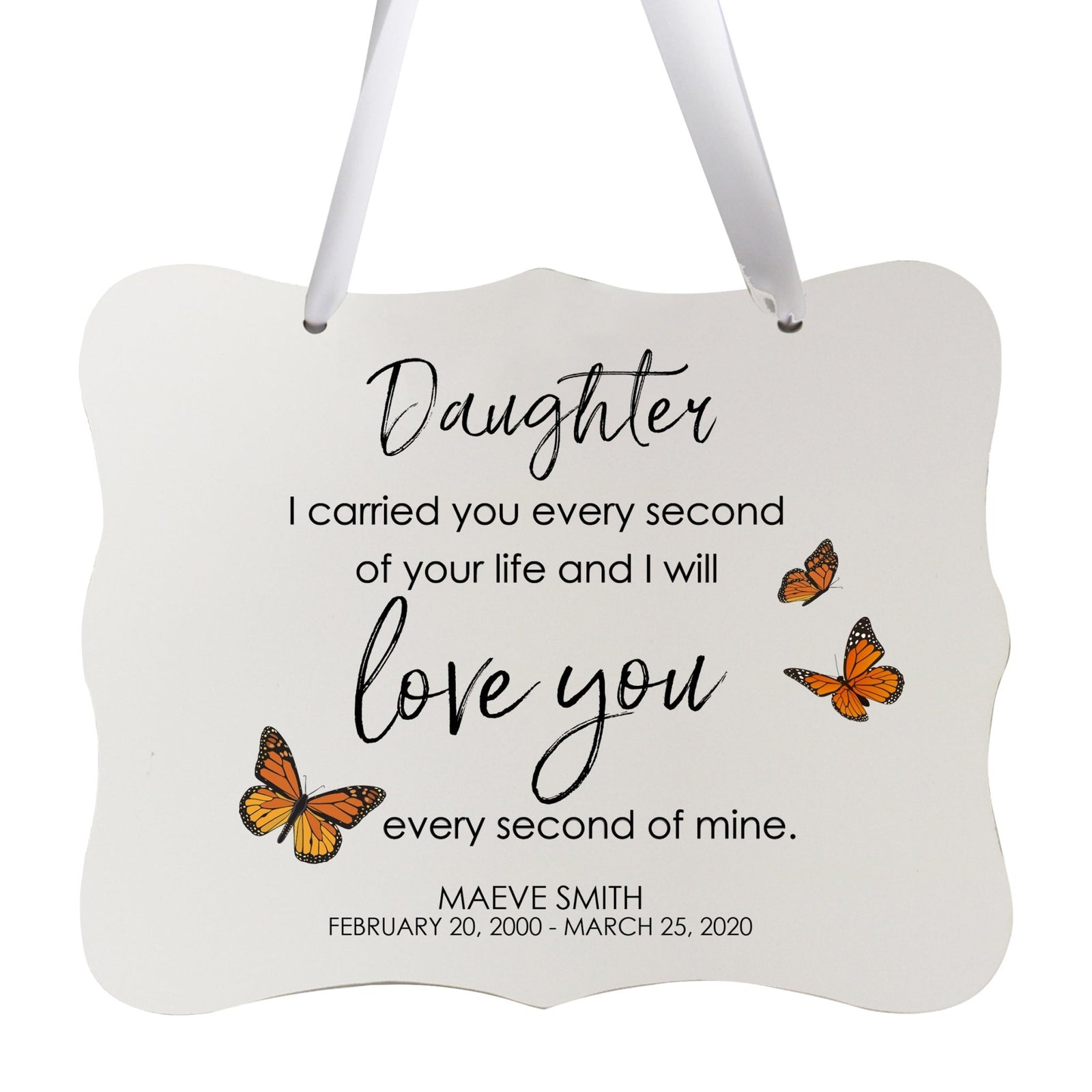 Custom Wooden Memorial 6x8 Ribbon Wall Sign Hanging Decor for Loss of Loved One I Carried You (White) - LifeSong Milestones