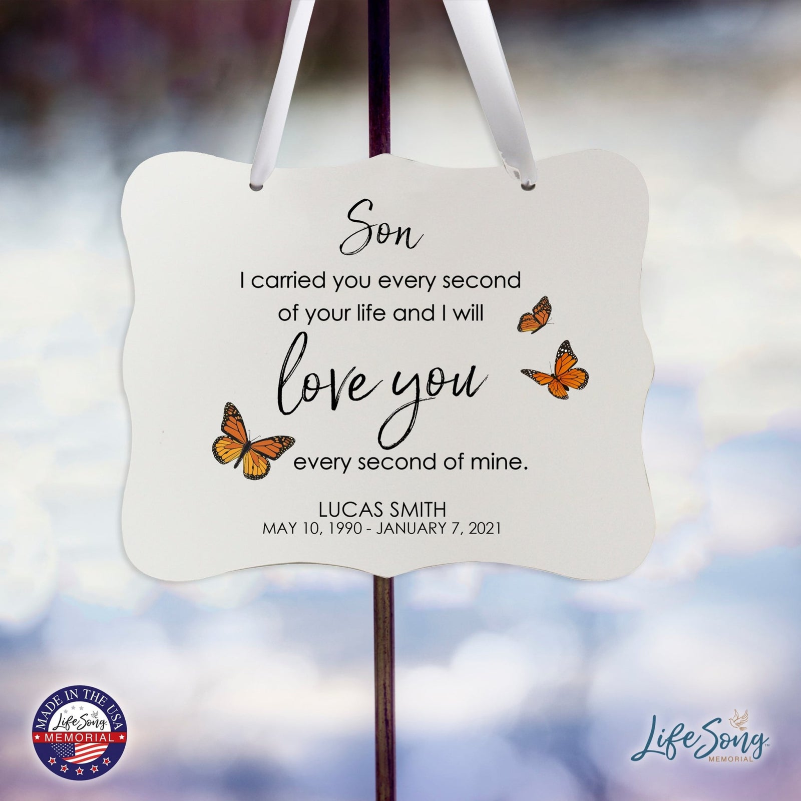 Custom Wooden Memorial 6x8 Ribbon Wall Sign Hanging Decor for Loss of Loved One I Carried You (White) - LifeSong Milestones