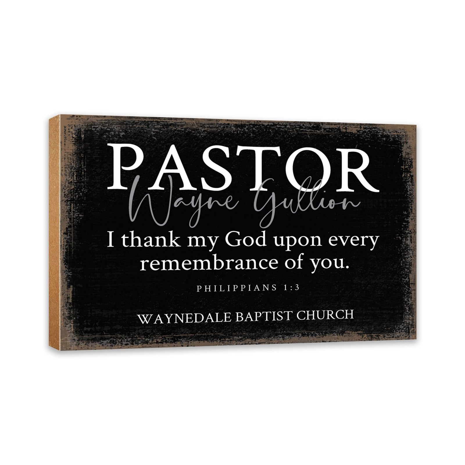 Custom Wooden Shelf Décor and Tabletop Signs Gift for Pastor - LifeSong Milestones
