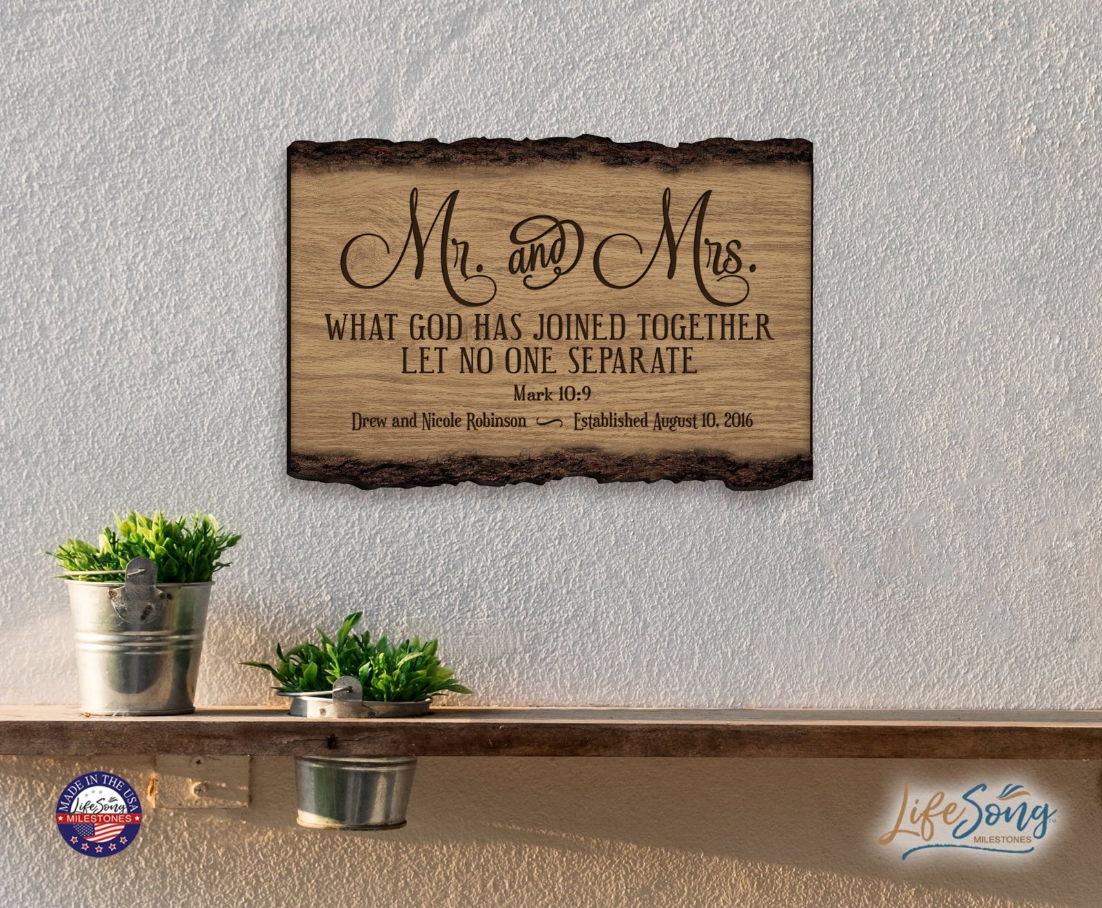 Custom Wooden Wall Art Hanging What God Joined Decorative Signs & Plaque 9x12in - LifeSong Milestones