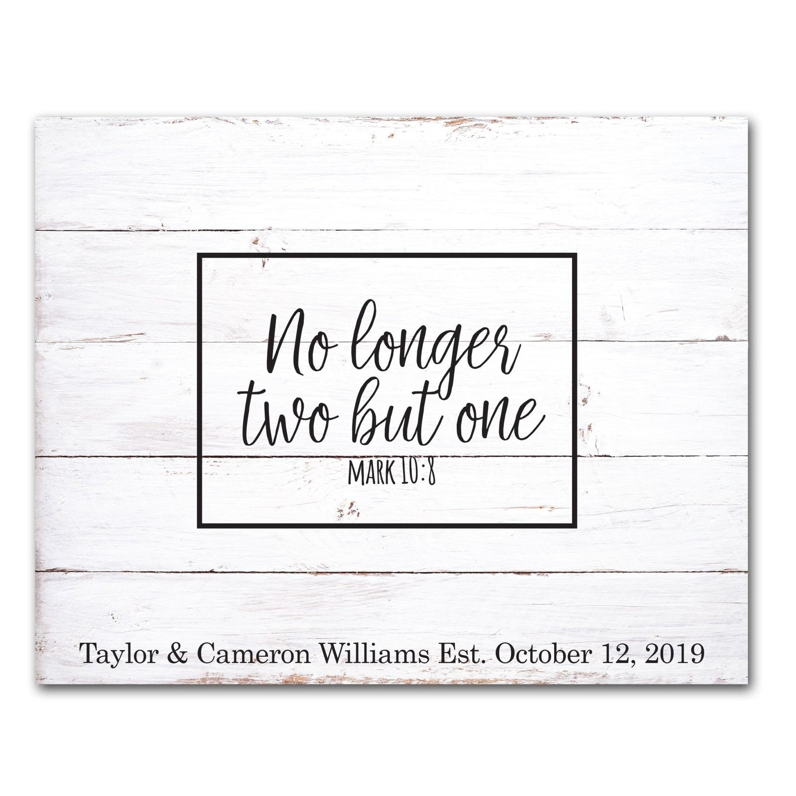 Custom Wooden Wedding Guestbook Sign 23” x 29” - No Longer One (Border) - LifeSong Milestones