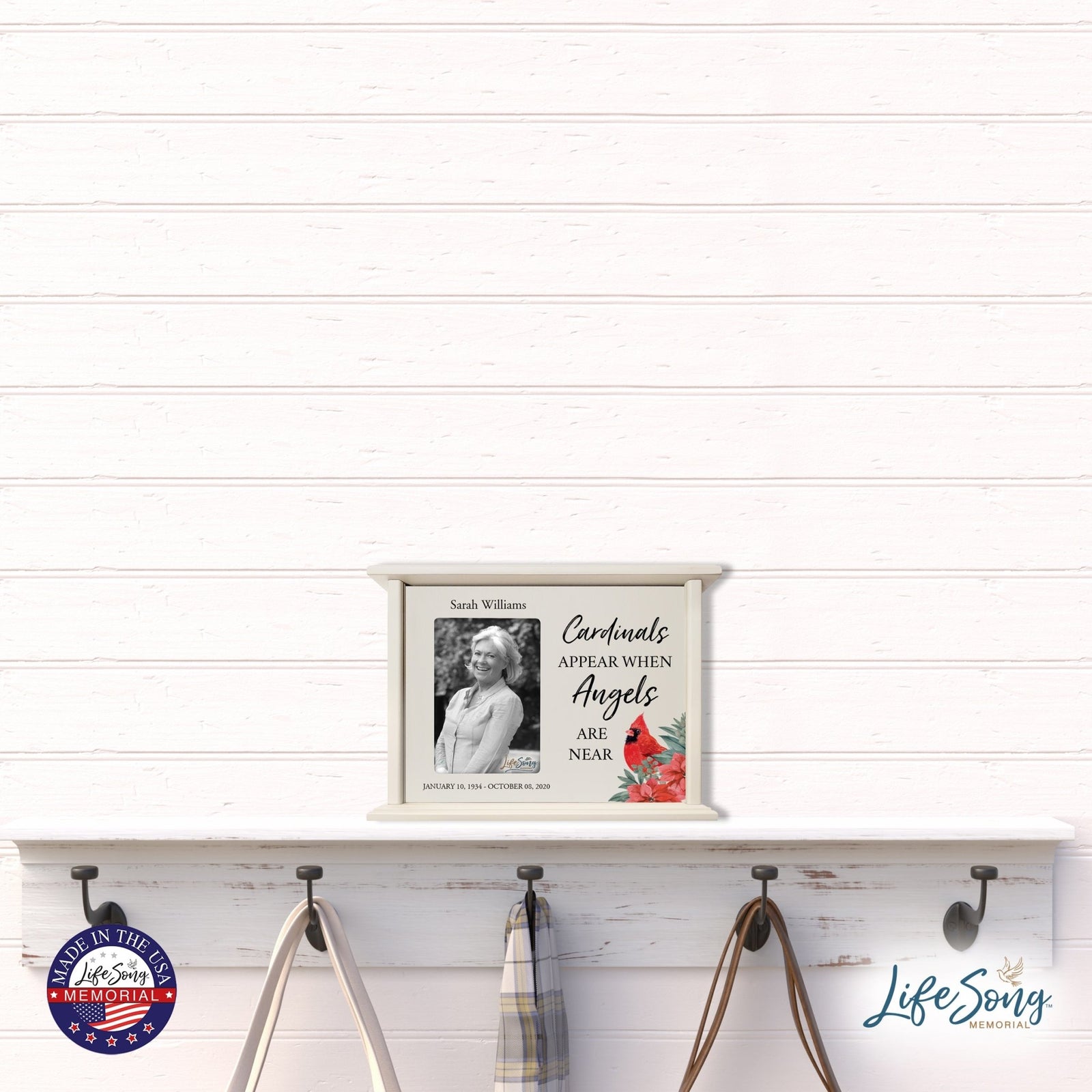 Customized Cardinal Memorial Cremation Urn Wooden Urn Box with 4x6 Photo holds 200 cu in Cardinals Appear When - LifeSong Milestones