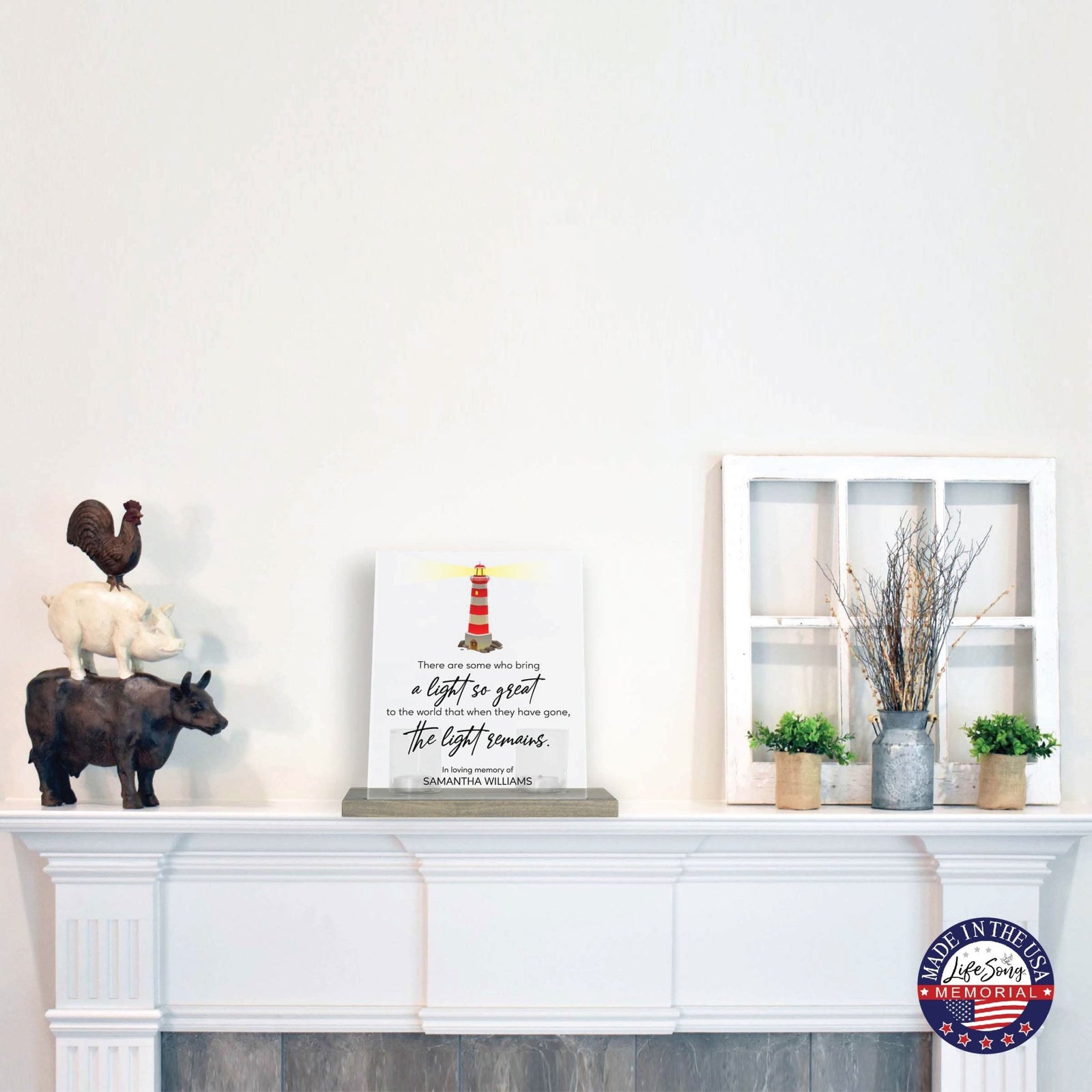 Customized Memorial Frosted Acrylic Tealight Sign With Wooden Base For the Loss Of A Loved One - There Are Some Who Bring The Light - LifeSong Milestones