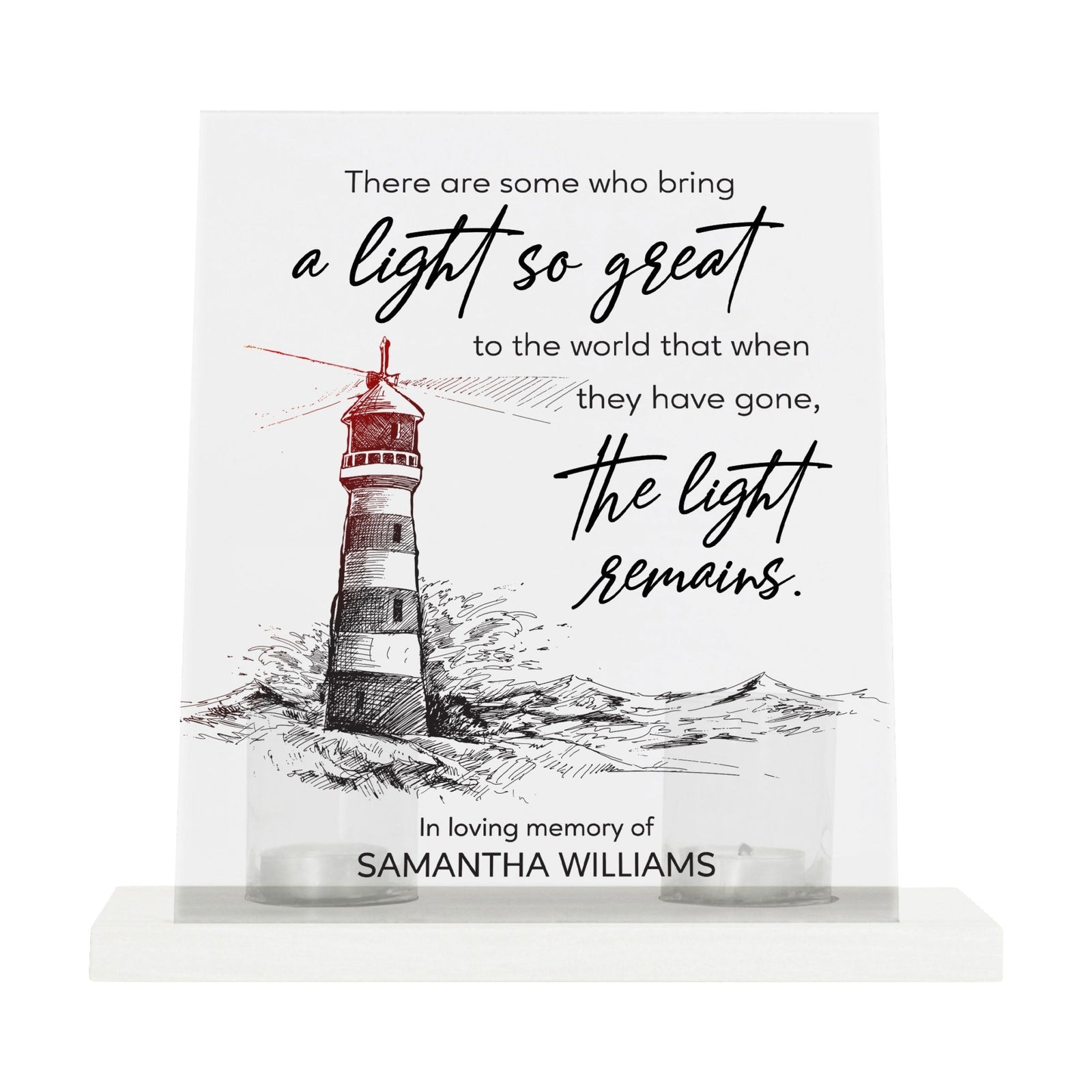 Customized Memorial Frosted Acrylic Tealight Sign With Wooden Base For the Loss Of A Loved One - There Are Some Who Bring The Light - LifeSong Milestones