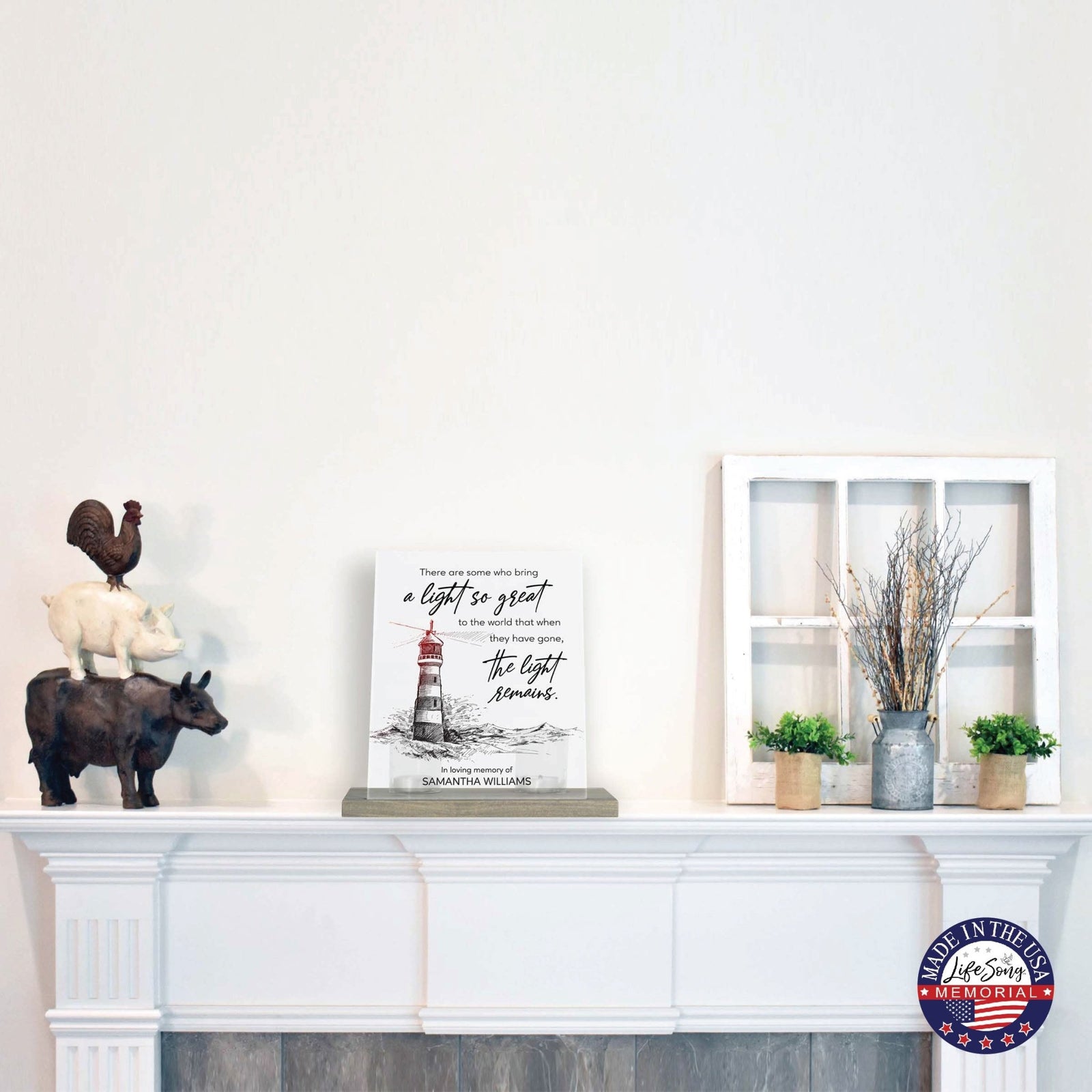Customized Memorial Frosted Acrylic Tealight Sign With Wooden Base For the Loss Of A Loved One - There Are Some Who Bring The Light - LifeSong Milestones