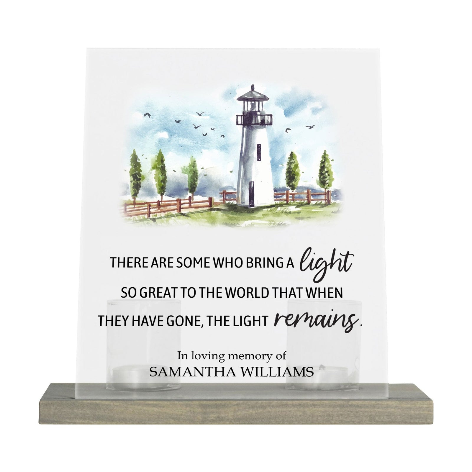 Customized Memorial Frosted Acrylic Tealight Sign With Wooden Base For the Loss Of A Loved One - There Are Some Who Bring The Light - LifeSong Milestones