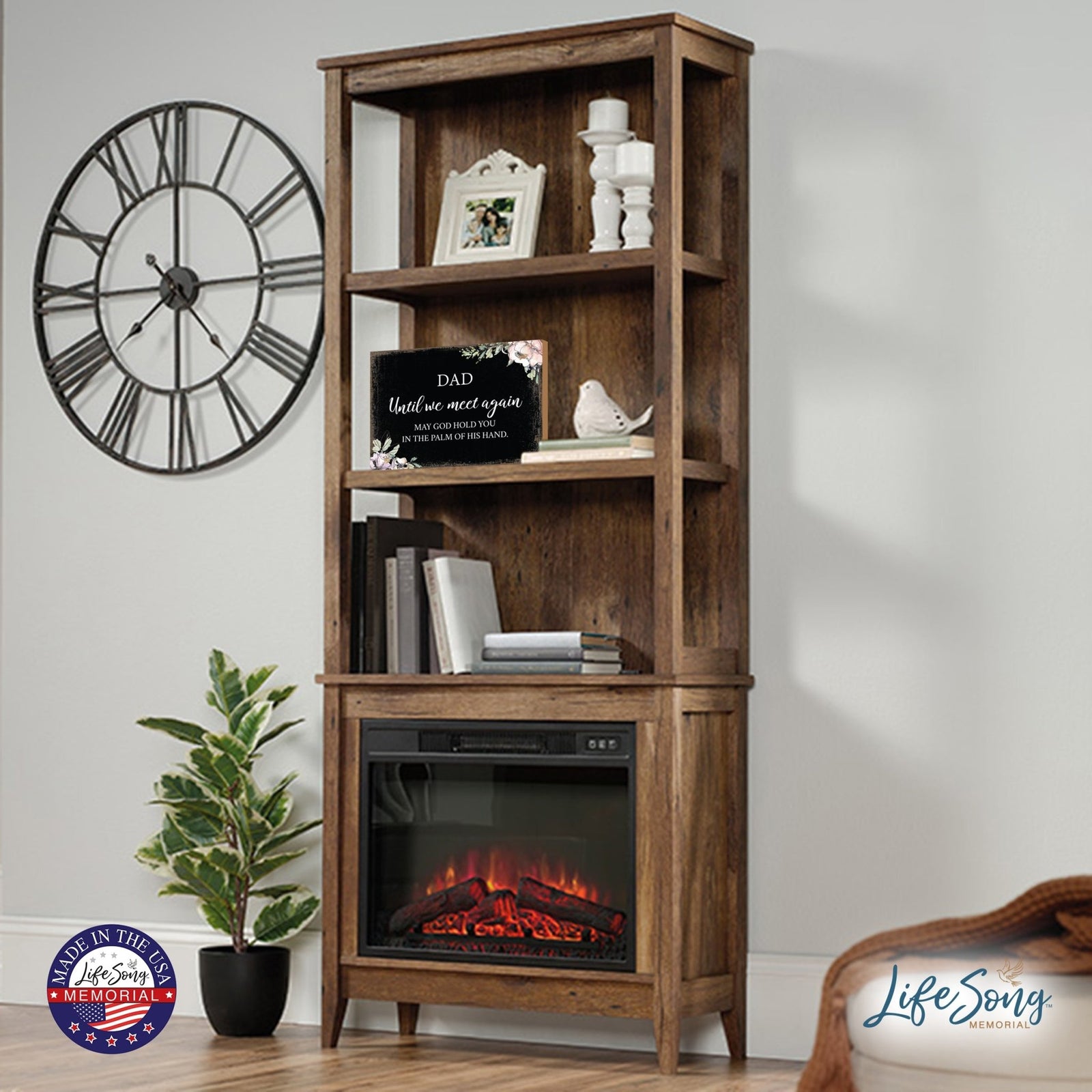 Dad, Until We, Meet Again Wooden Floral 5.5x8 Inches Memorial Art Sign Table Top and shelf decor For Home Décor - LifeSong Milestones